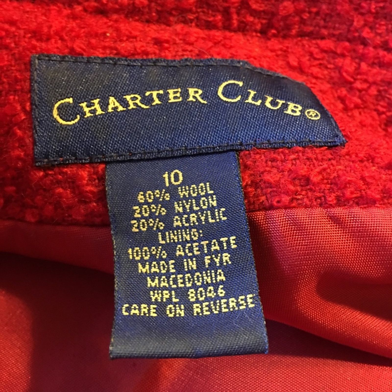 Designer Charter Club red textured wool blend jacket 10 Size L / US 10 / IT 46 - 7 Thumbnail