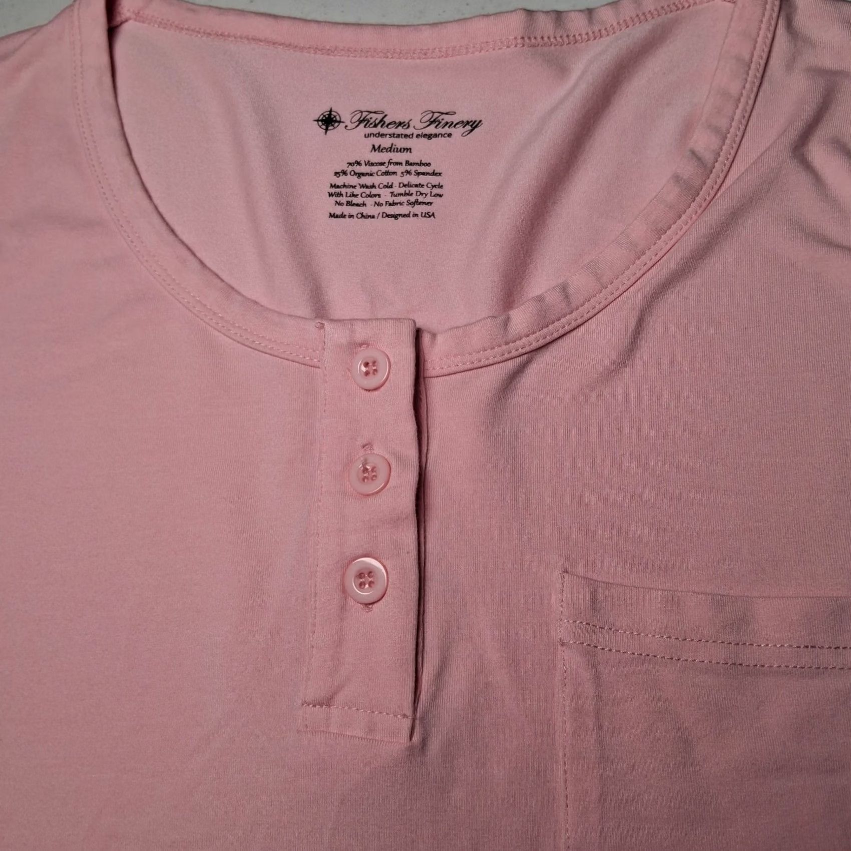 Vintage Fishers Finery Nightgown Henley Pink Medium Long Sleeve Bamboo Organic Cotton Size M / US 6-8 / IT 42-44 - 7 Thumbnail