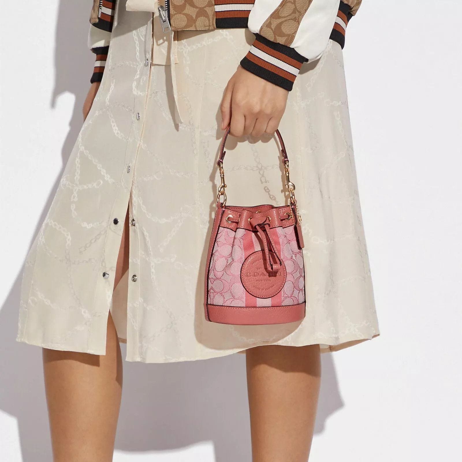 Coach Mini Dempsey Bucket Bag In Signature Jacquard C8322 Size ONE SIZE - 8 Thumbnail