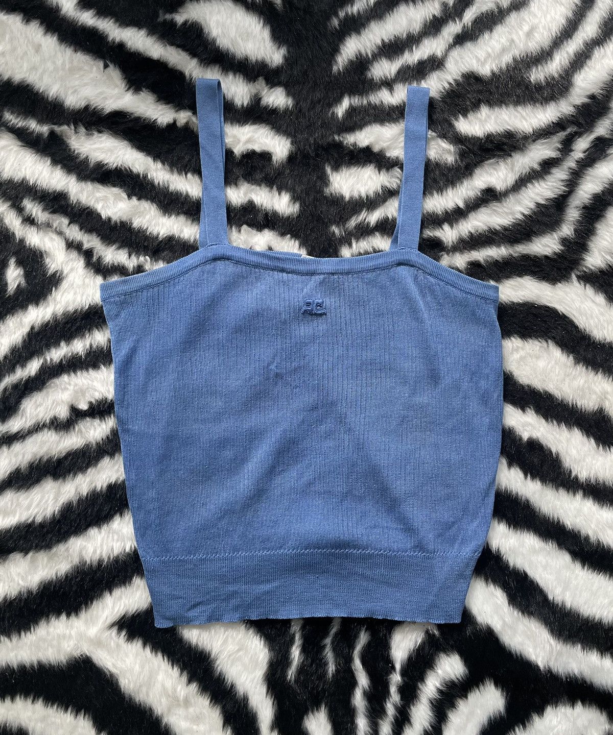 image of Courreges Vintage Knit Tank Top in Blue, Women's (Size Small)