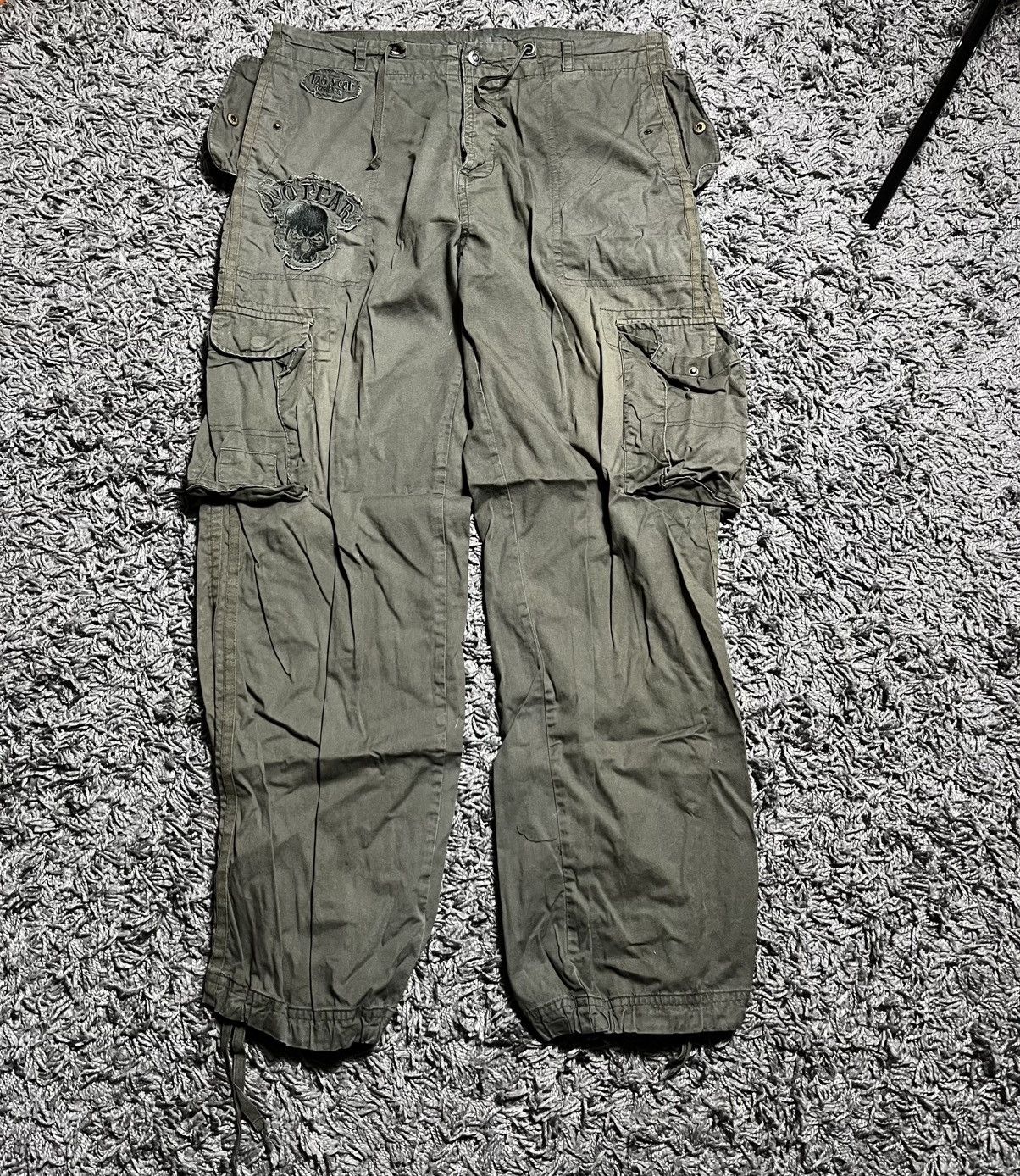 NO FEAR VINTAGE Y2K BANDAGE WIDE CARGO PANTS