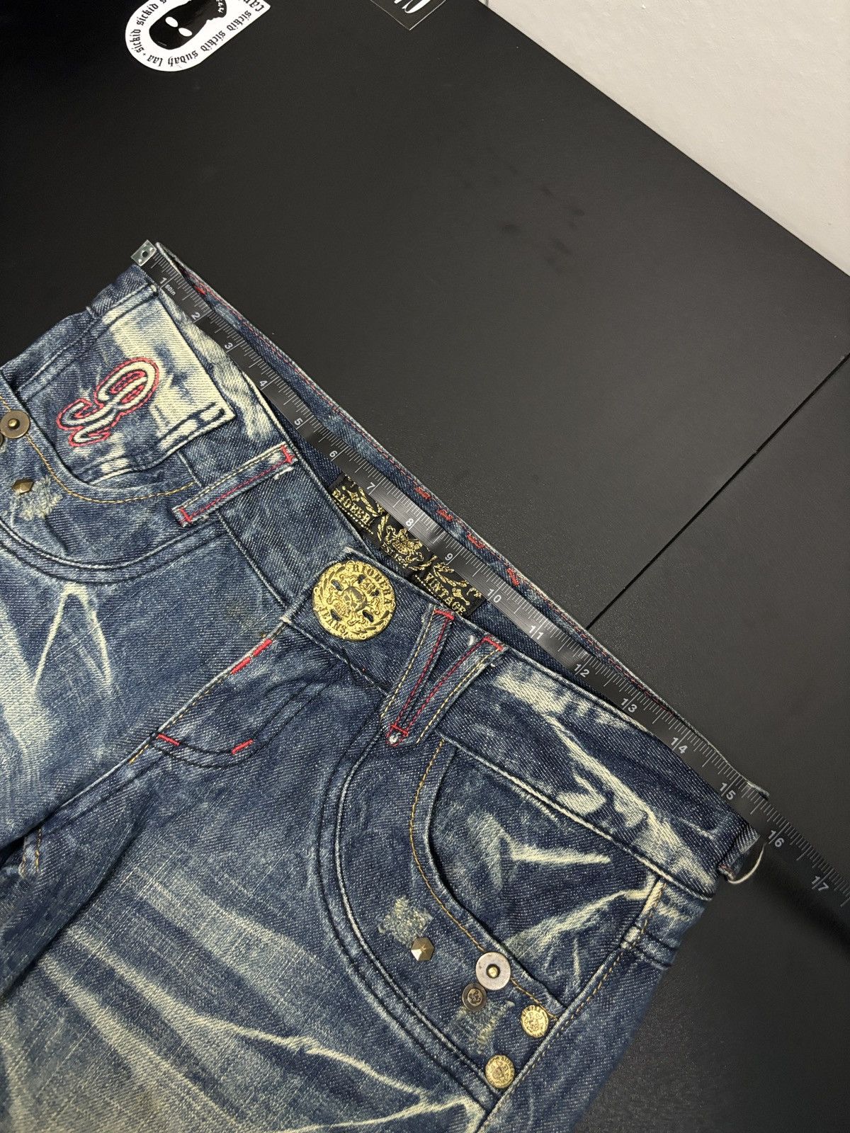 Japanese Brand Riobera Jeans Wide Flare Denim Jeans Size 31" - 11 Thumbnail