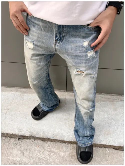 Jean damaged ripped punk flared jeans Size US 32 / EU 48 - 5 Thumbnail