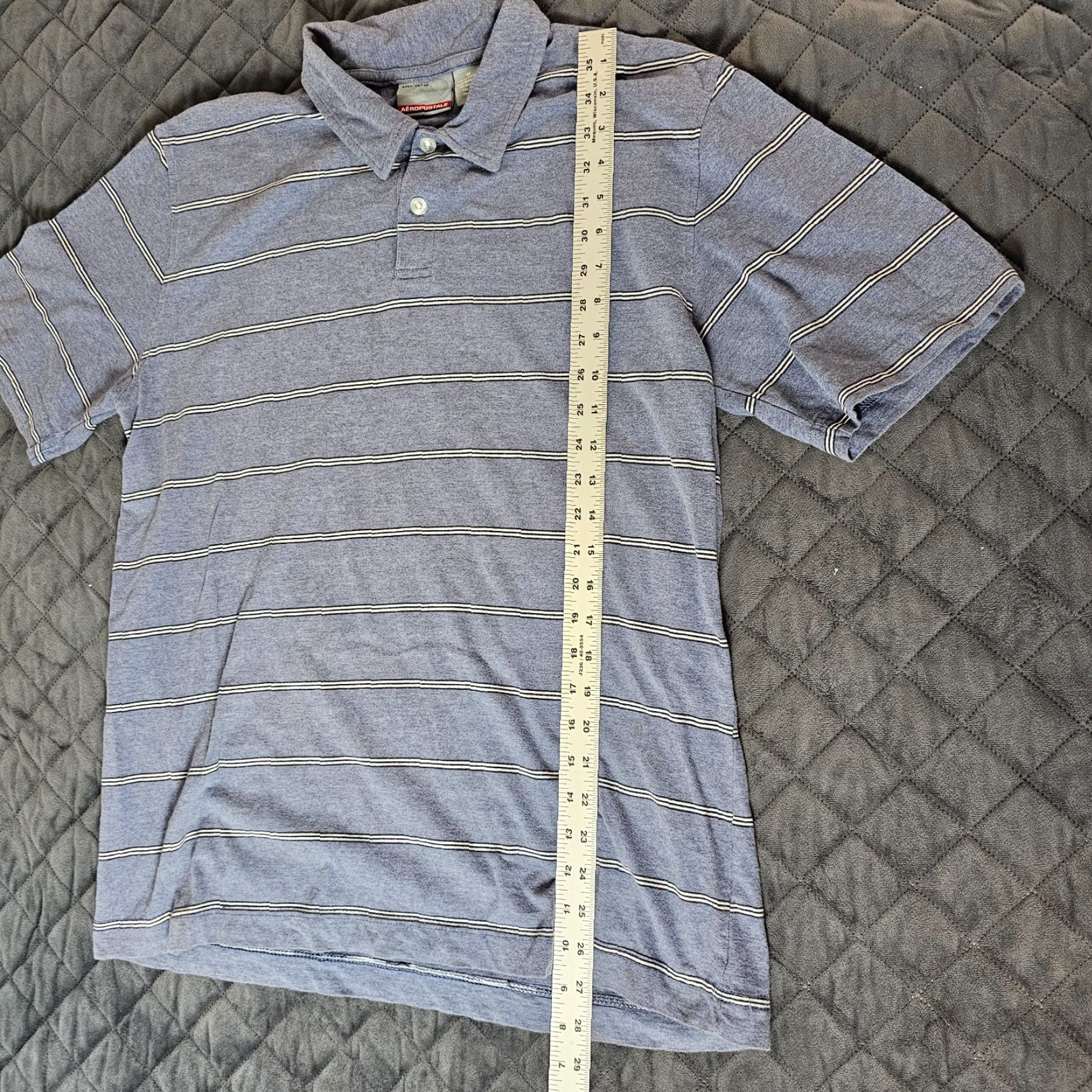 Vintage Aéropostale A87 Polo Shirt Slim Fit Short Sleeve Blue Stripe Men M Casual Shirt Size US M / EU 48-50 / 2 - 4 Thumbnail