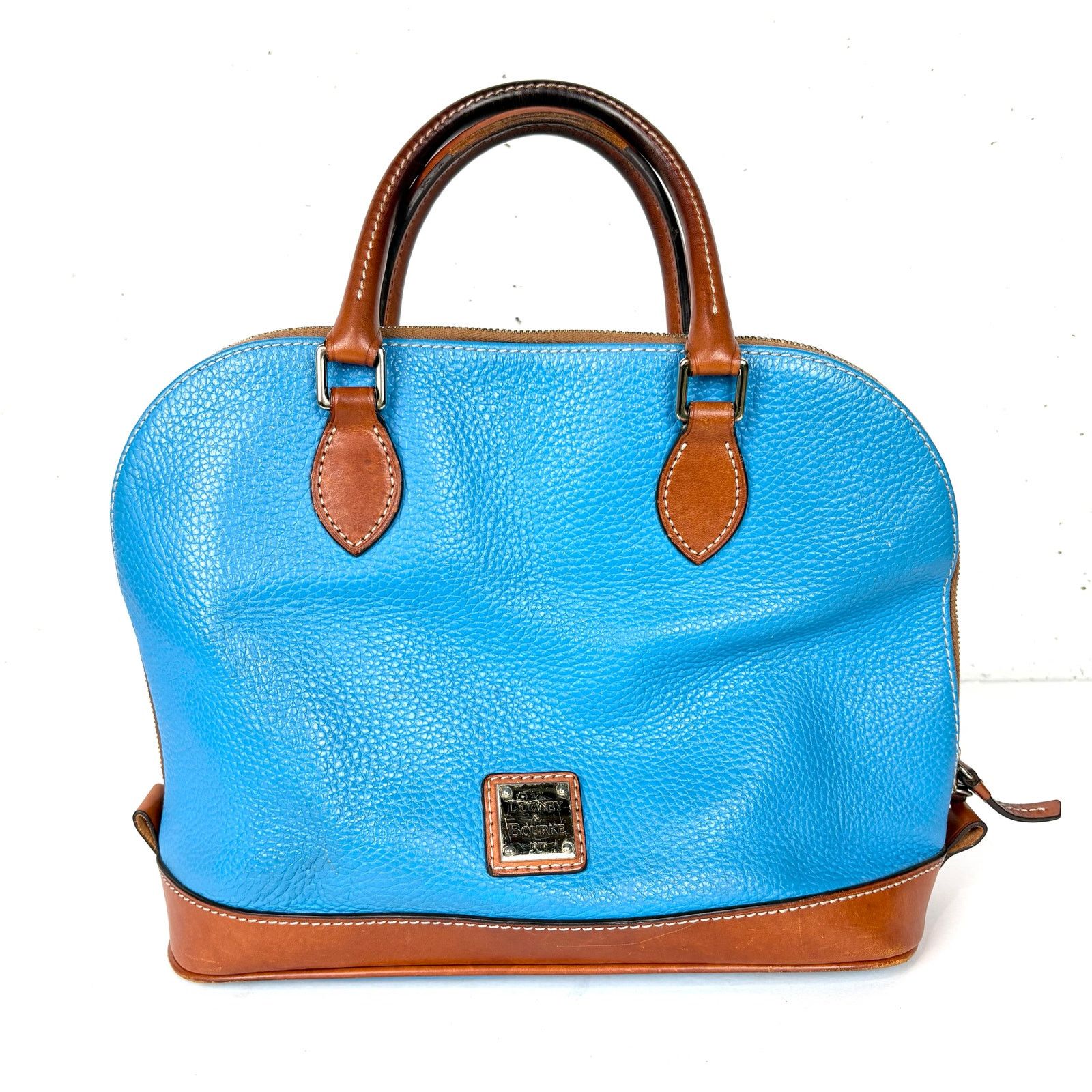 Dooney & Bourke Dooney & Bourke Zip Zip Pebble Grain Domed Satchel Blue Size ONE SIZE - 1 Thumbnail