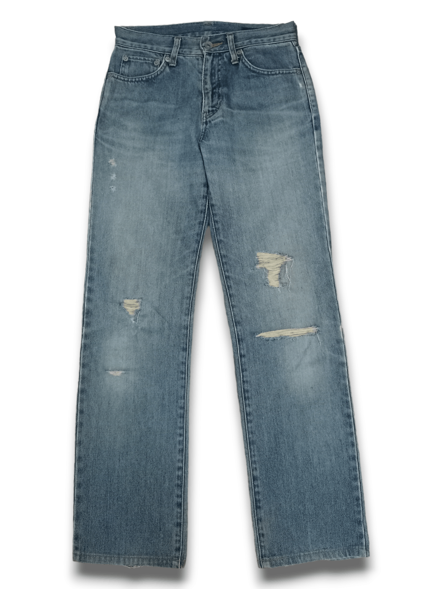 Japanese Brand × Uniqlo Vintage Japanese Uniqlo Blue Wash Distressed Jeans 27x28 Size US 27 - 1 Thumbnail