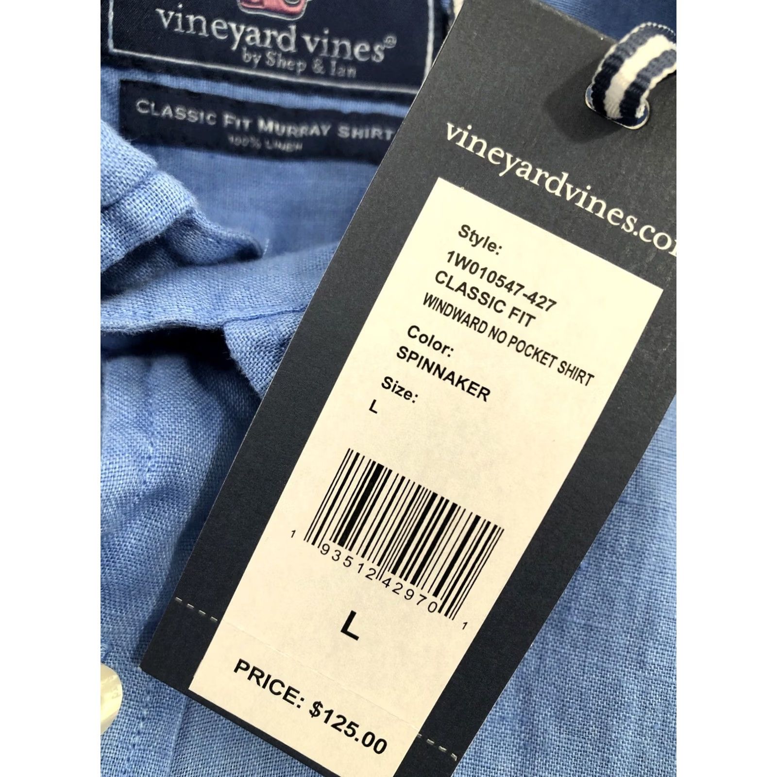 Vineyard Vines VINEYARD VINES Murray Shirt - Linen - Button-Up - Mens L - Blue - Long Sleeve - 100% Linen - New w TAGS Size US L / EU 52-54 / 3 - 7 Thumbnail