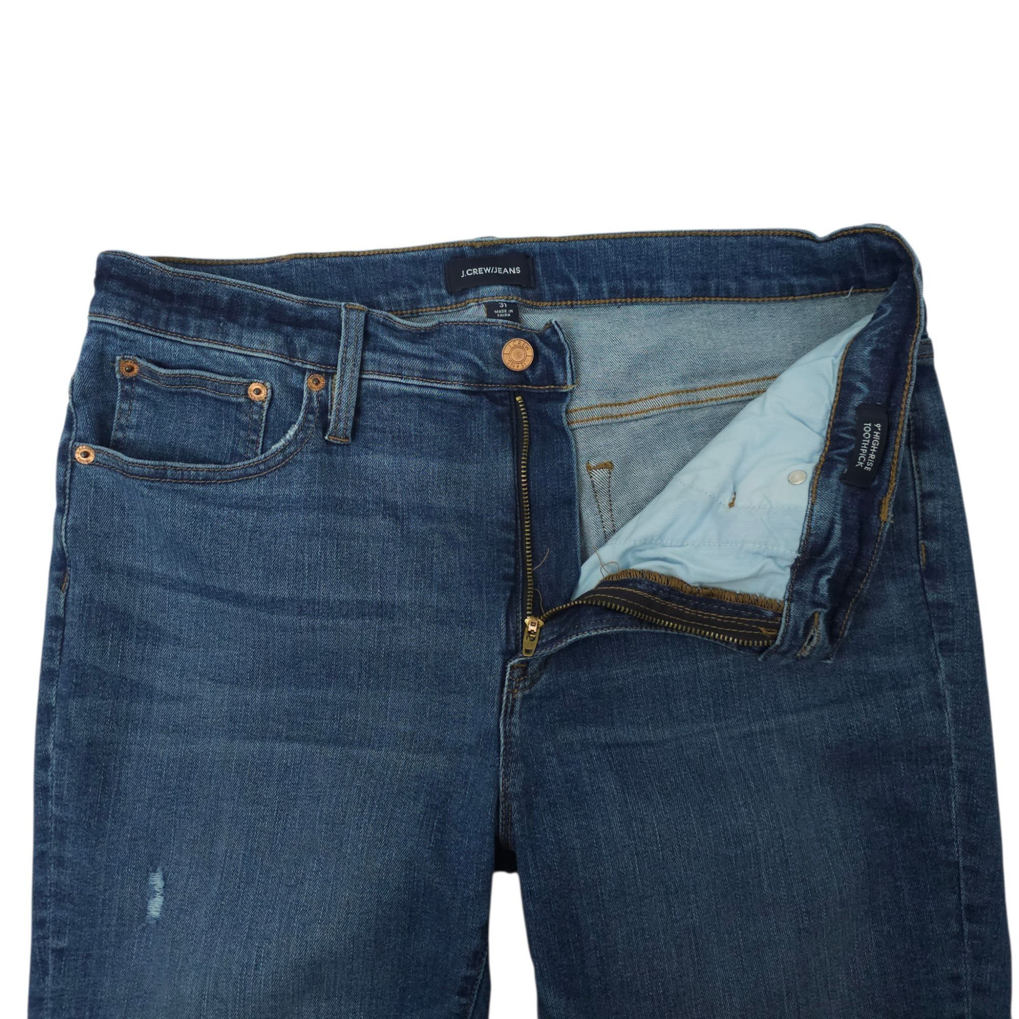 J.Crew J.Crew 9" High Rise Toothpick Jeans Womens 31 Medium Wash Ra Size 33" - 7 Thumbnail
