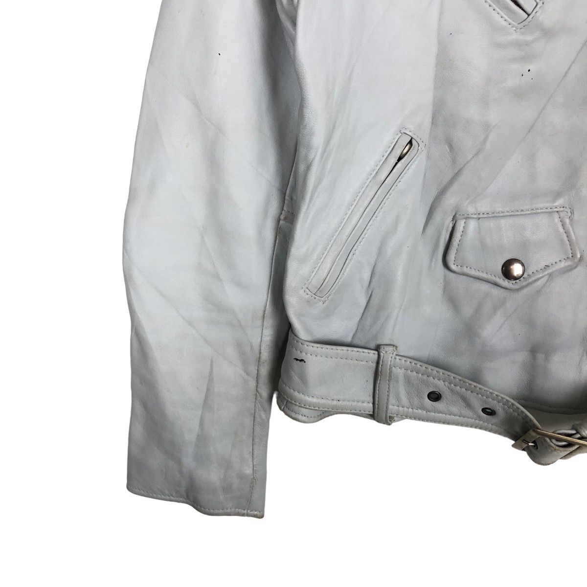 Japanese Brand VINTGE DOUBLE BREAST COLLAR LEATHER BIKER JACKET ANOTHERCLIP Size US M / EU 48-50 / 2 - 3 Thumbnail