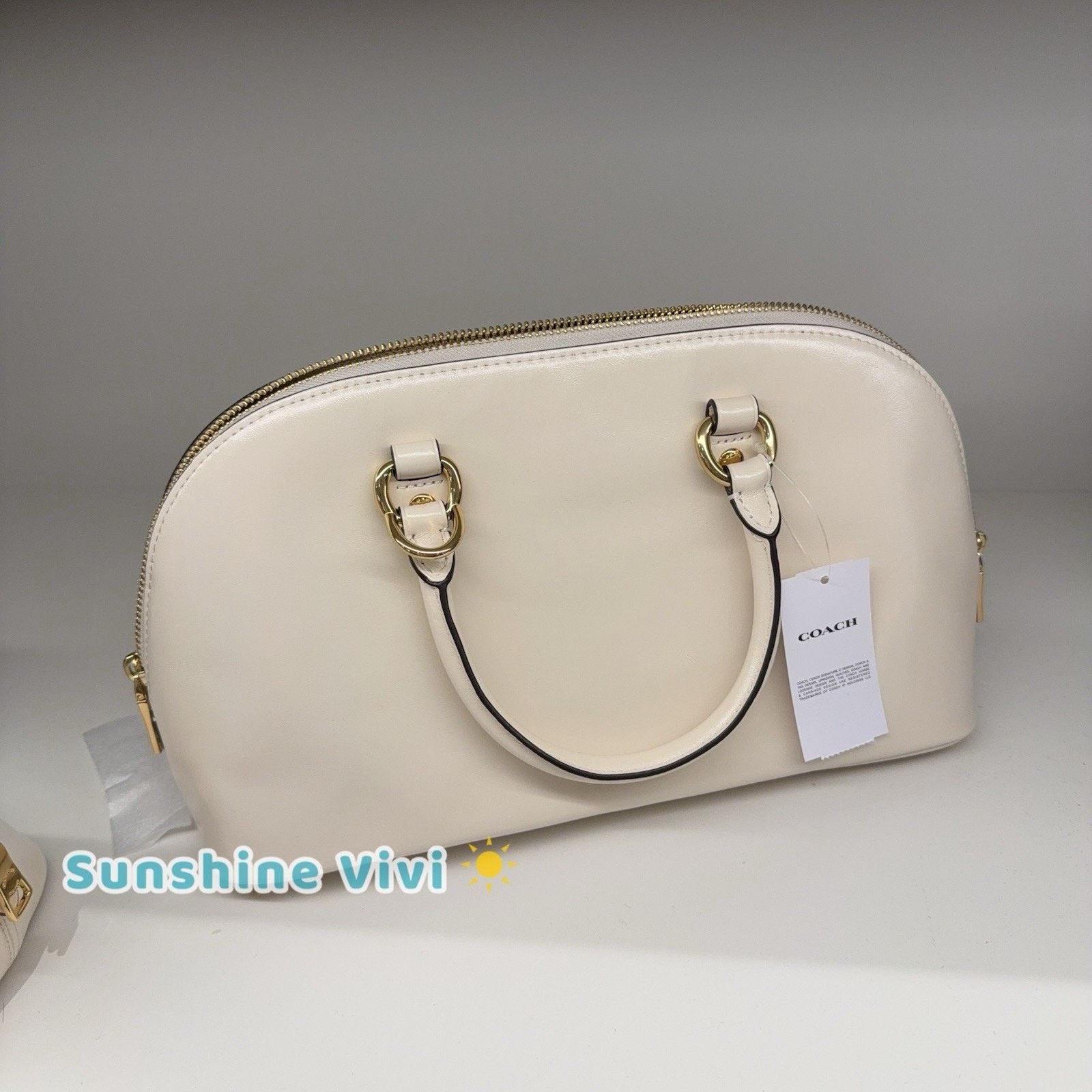 Coach NWT Coach Lara Bag Satchel Leather Handbag CDV19 Gold /Chalk Size ONE SIZE - 4 Thumbnail