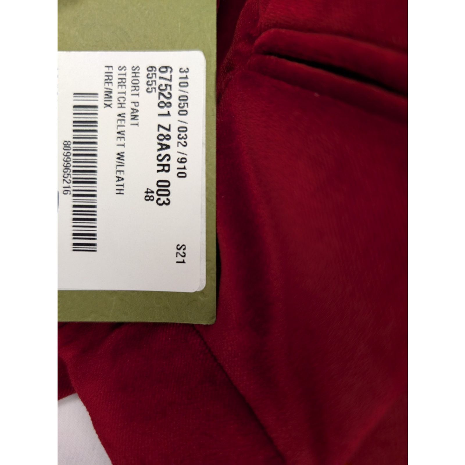 Gucci o1rshd1 Stretch Velvet W/Leather Short Pant in Fire/Mix Size US 32 / EU 48 - 22 Thumbnail