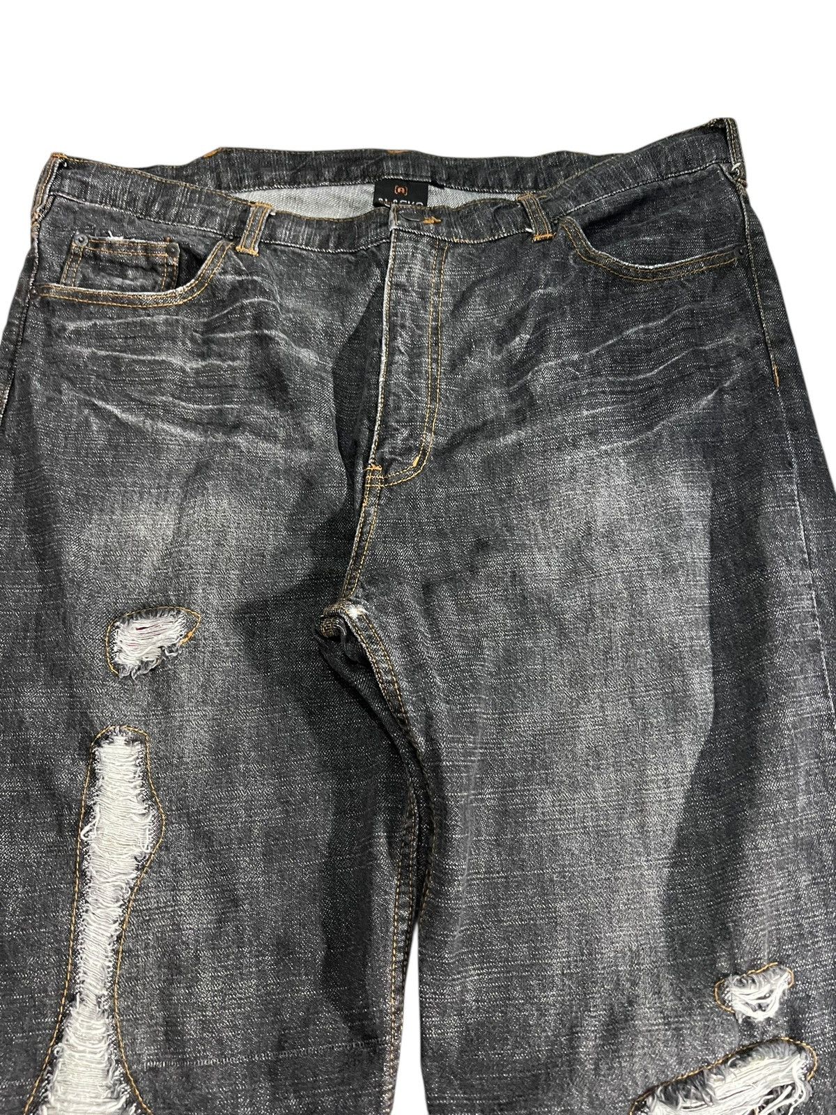 Japanese Brand Vintage Nylaus Crew Black Distress Jean Size US 40 / EU 56 - 3 Thumbnail