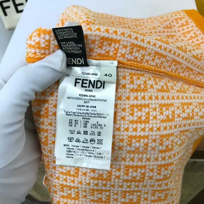 Fendi Fendi Double F Logo Strapless Dress, Orange Knit Fabric Size XS / US 0-2 / IT 36-38 - 5 Thumbnail