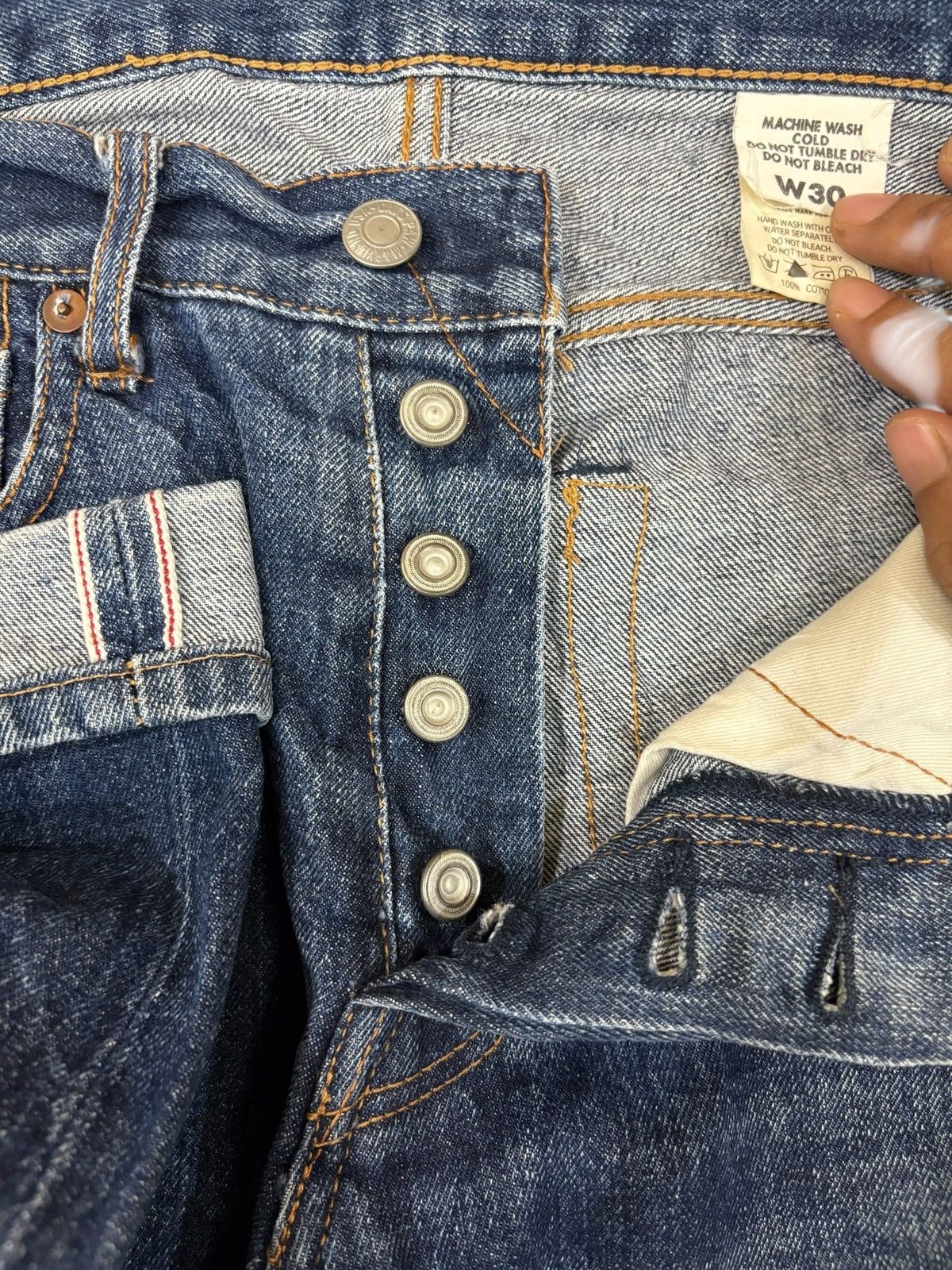 CAT'S PAW Vintage Cat’s Paw Union Made Raw Denim Selvedge Jeans Size US 31 - 8 Thumbnail