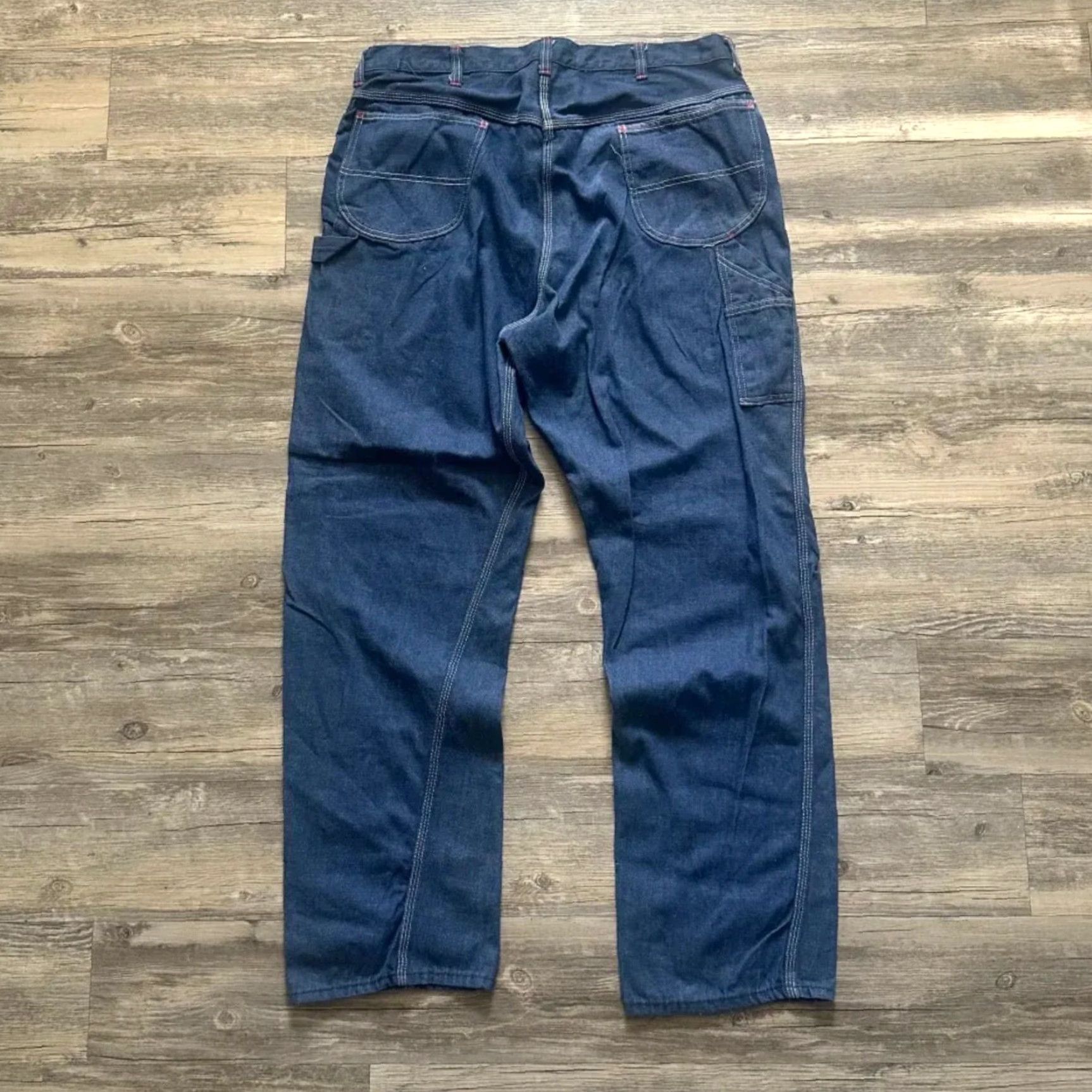 Sears VINTAGE Denim Carpenter Jeans 38X32 Sears Men Blue 60s 70s Regular Straight Inseam 38 Size US 38 / EU 54 - 2 Thumbnail