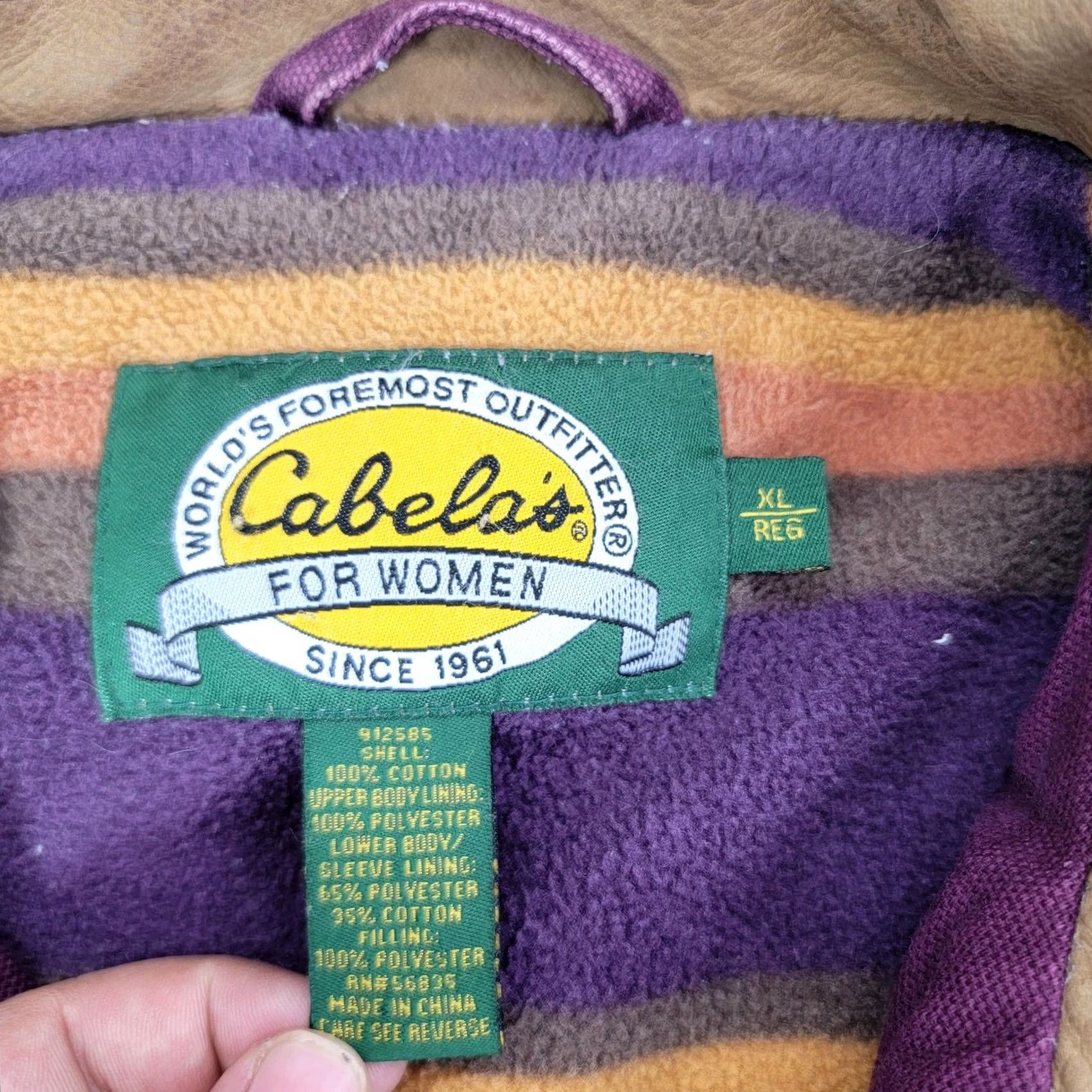 Vintage Cabela's Jacket Womens XL Purple Canvas Fleece Lined Insulated Pockets chore Size XL / US 12-14 / IT 48-50 - 2 Thumbnail