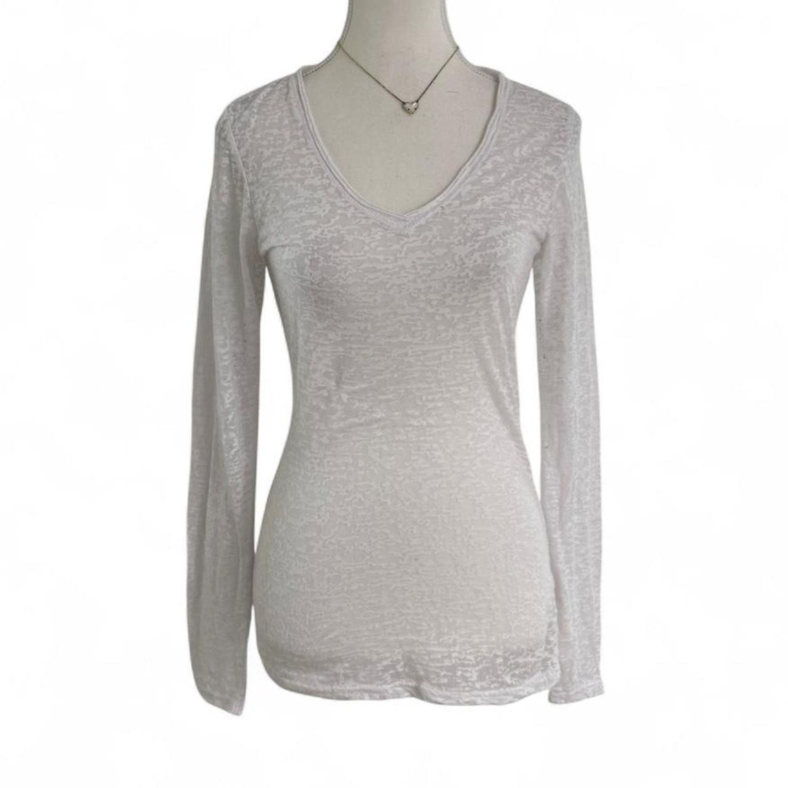 Other White Y2K Sheer Full Length Fitted V Neck Long Sleeve Size L Size L / US 10 / IT 46 - 1 Thumbnail