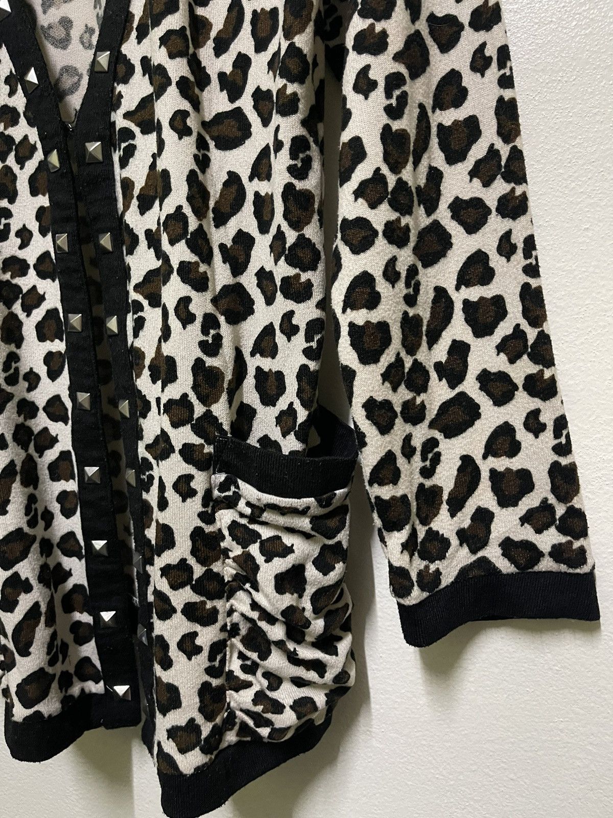 Japanese Brand T Mind Leopard Printed Cardigan Studded Size L / US 10 / IT 46 - 8 Thumbnail