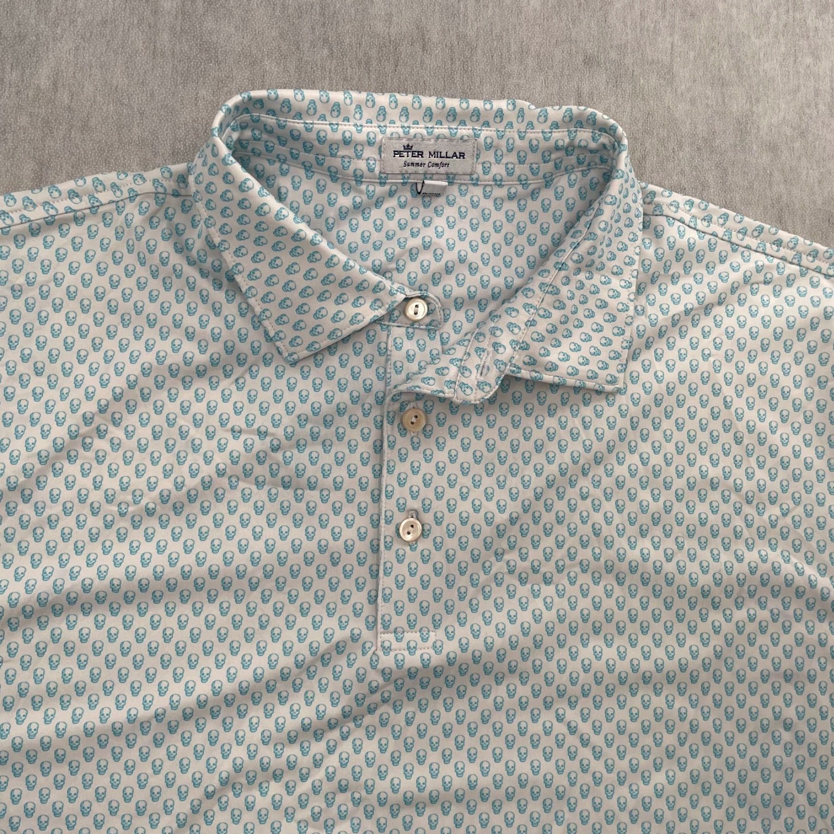 Peter Millar Peter Millar Shirt Adult XL White Polo All Over Print Skulls Bali Hai Resort Men Size US XL / EU 56 / 4 - 2 Thumbnail