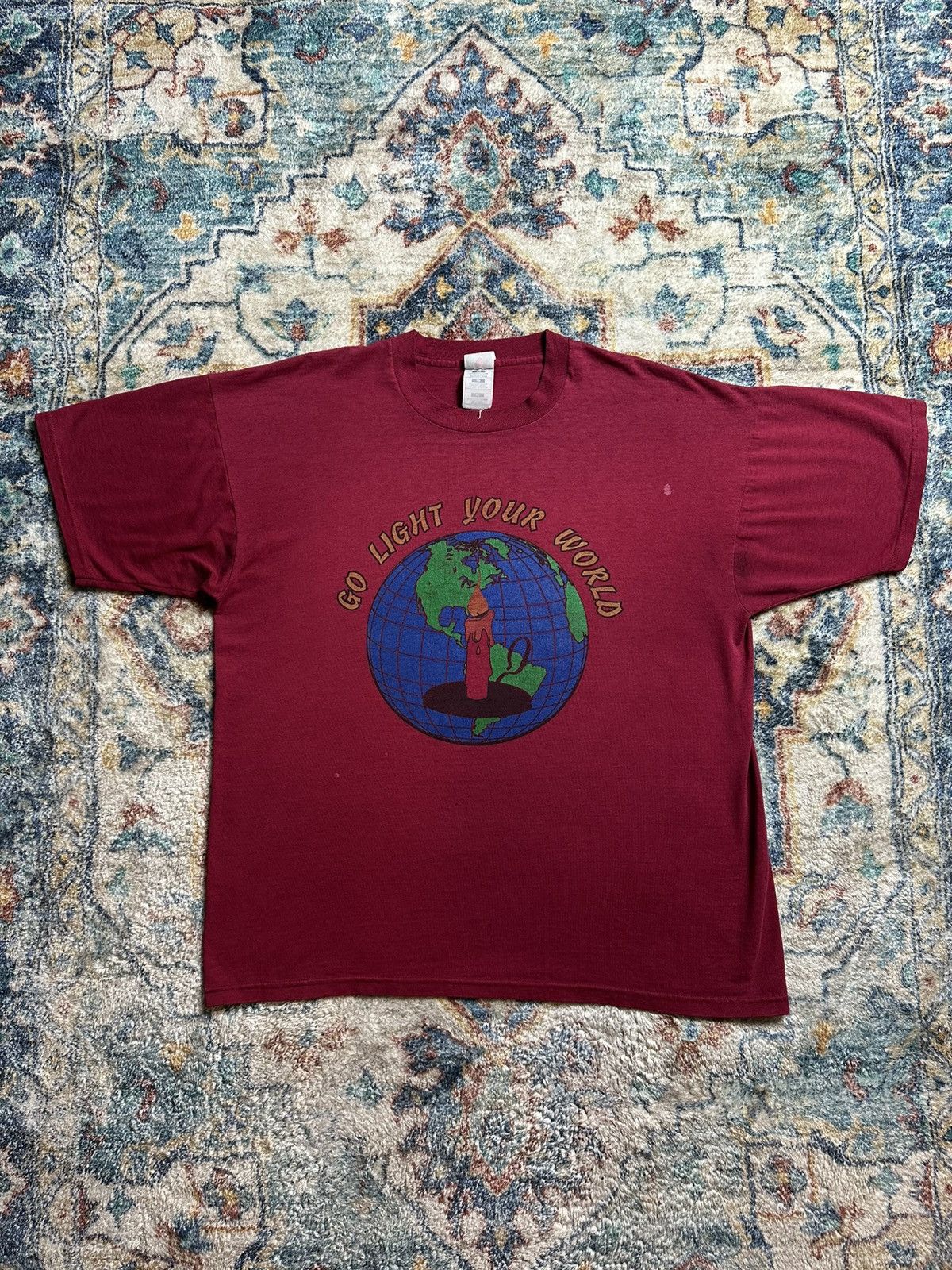 Vintage Vintage Go Light Your World Earth Candle T-shirt Size XL Size US XL / EU 56 / 4 - 1 Thumbnail