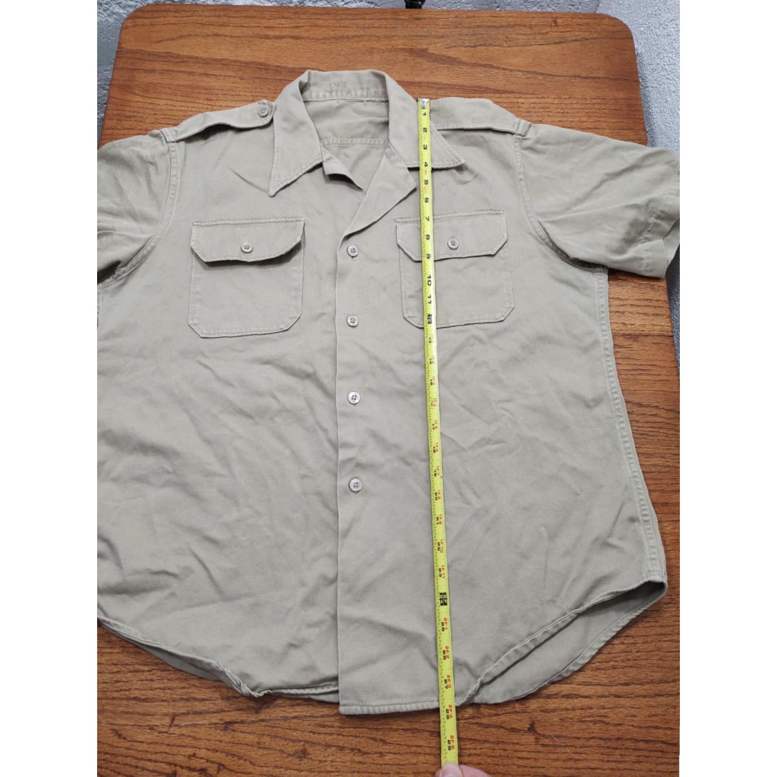 Vintage VINTAGE Unbranded Shirt Men L Beige Cotton Canvas Short Sleeve Button-Up Military Pockets 48 Chest Reg/Classic Size US L / EU 52-54 / 3 - 6 Thumbnail
