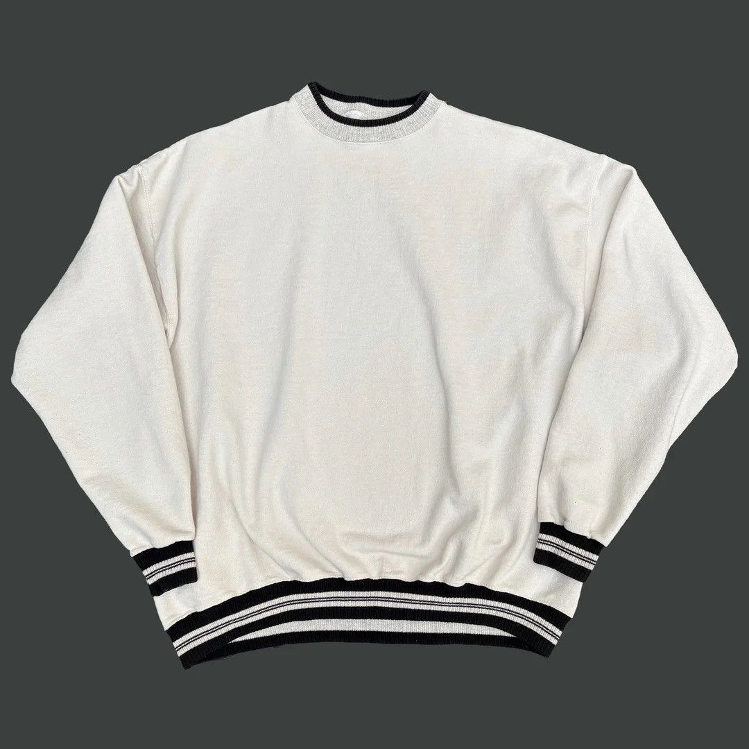 Vintage Blank Ringer 1990 90s Vintage White USA Sweatshirt Size US XL / EU 56 / 4 - 1 Thumbnail