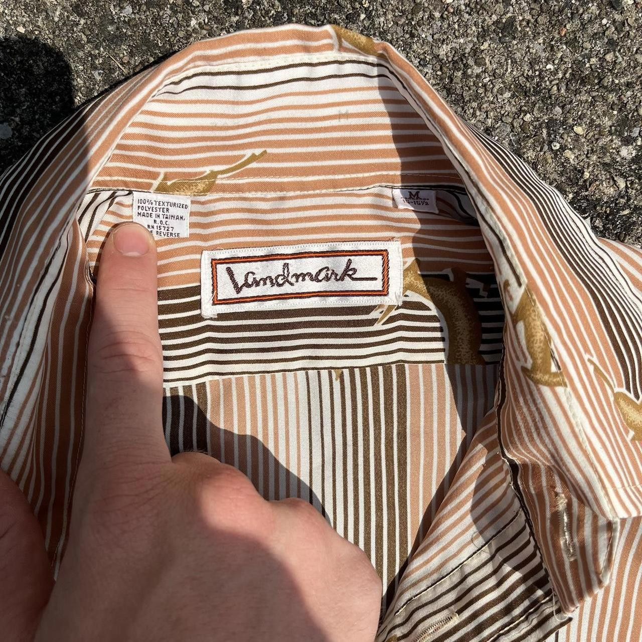 Designer Vintage 80s Landmark antelope striped brown button up Size US M / EU 48-50 / 2 - 3 Thumbnail