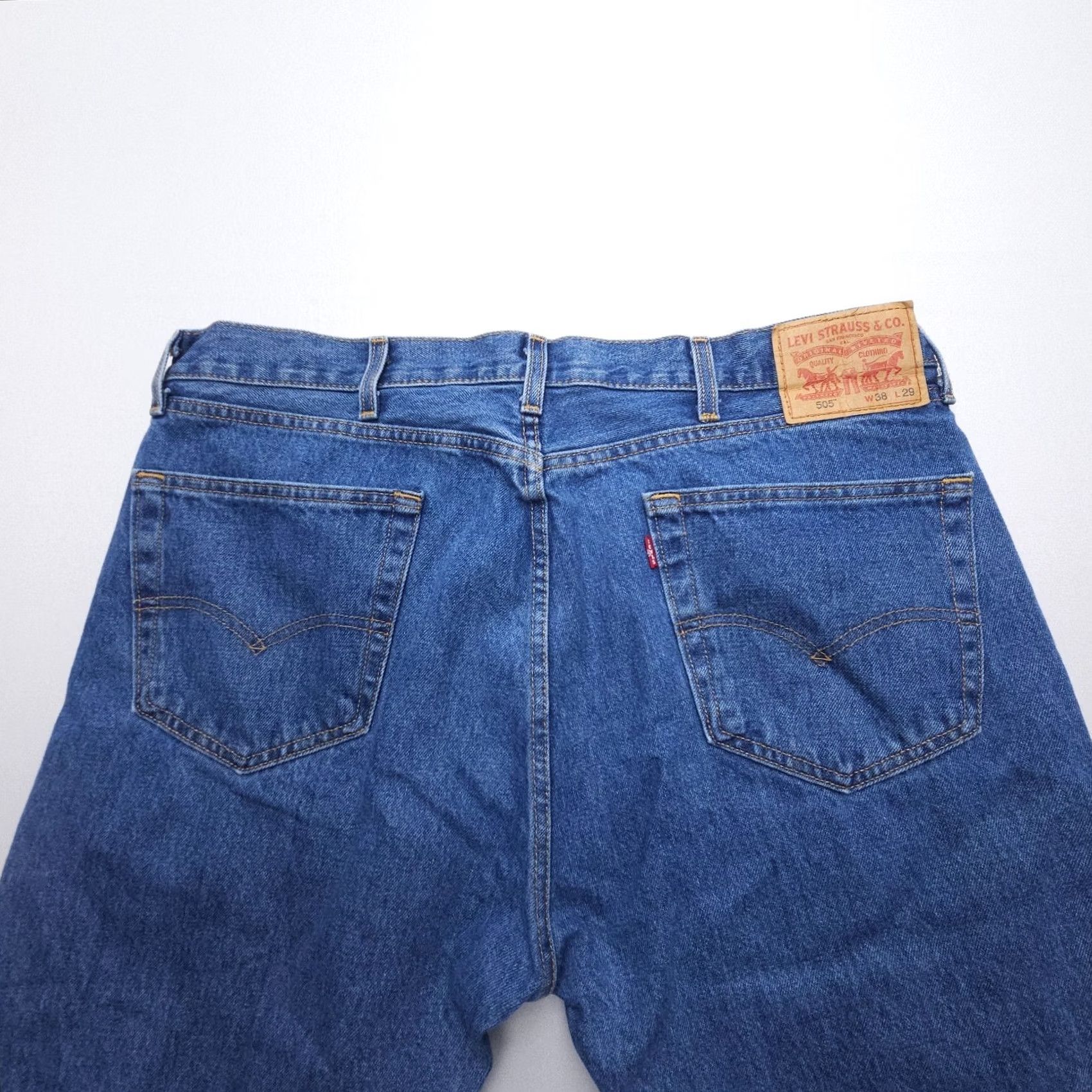 Levi's Levi's 505 Jeans Regular Fit Mens 38 x 29 Blue Denim Cotton 5-Pocket Straight Jeans Size US 38 / EU 54 - 3 Thumbnail