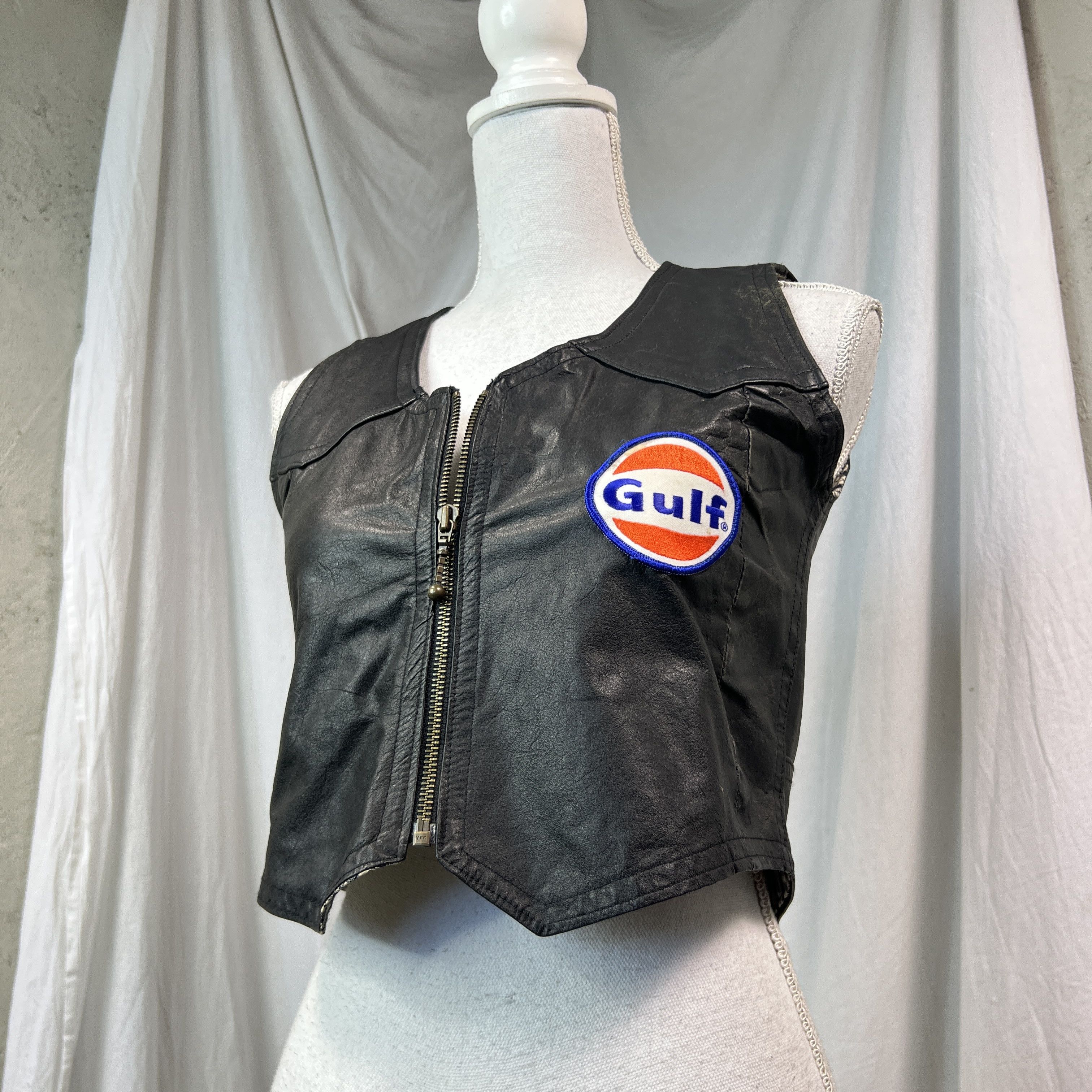 Vintage VintagLeather Moto Biker Gulf Racing Vest Y2K Size S / US 4 / IT 40 - 5 Thumbnail