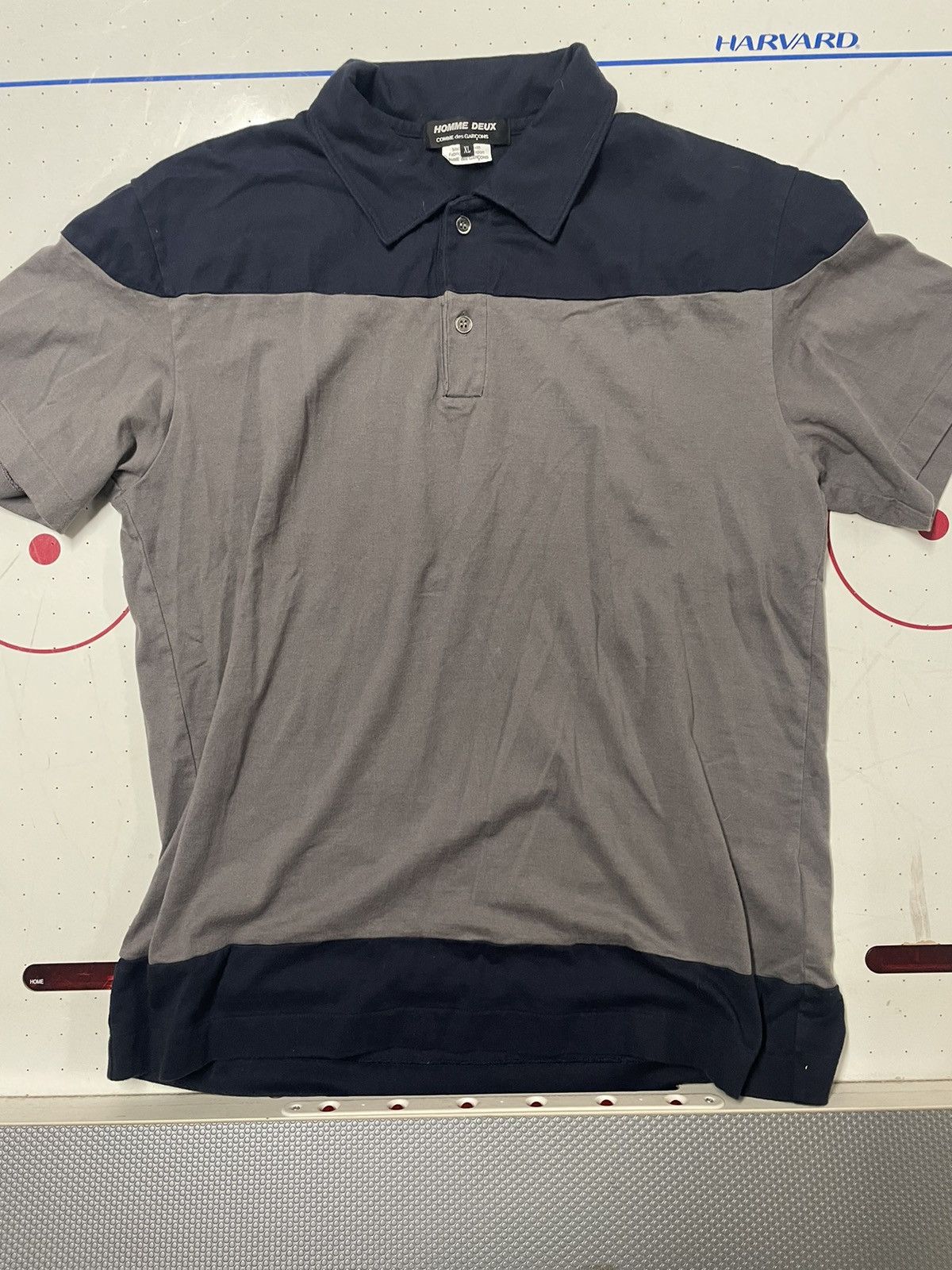 Comme des Garcons × Comme des Garcons Homme Deux Comme des Garçons Homme Deux Navy Gray Tricolor Striped Polo Size US L / EU 52-54 / 3 - 1 Thumbnail
