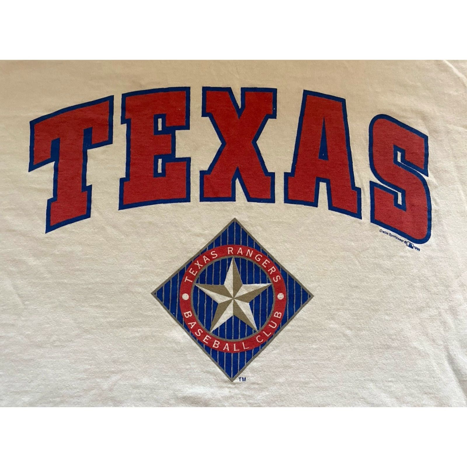 Vintage VINTAGE Crable Sportswear T-Shirt Men Large MLB Texas Rangers White 1990s 90s Sports Grunge USA Classic Hipster Single Stitch Short Sleeve Size US L / EU 52-54 / 3 - 7 Thumbnail