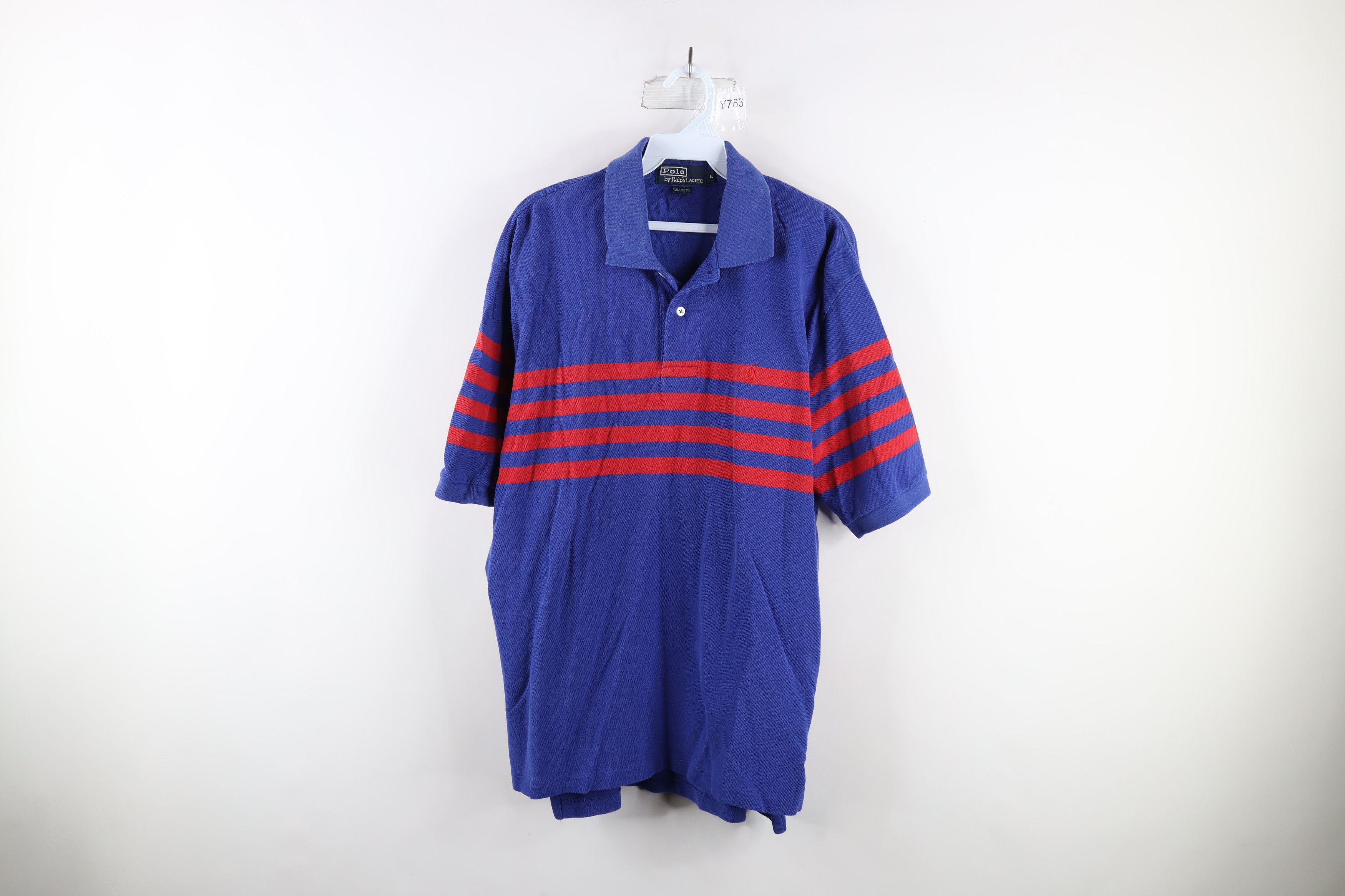 Ralph Lauren × Vintage Vintage 90s Ralph Lauren Striped Collared Polo Shirt Blue Size US L / EU 52-54 / 3 - 1 Thumbnail