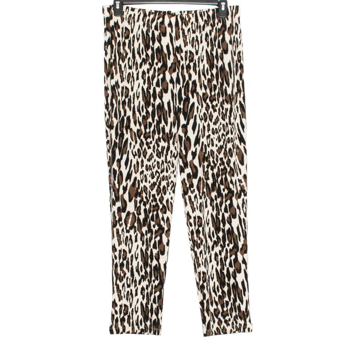 Chicos Chicos Travelers Pants Slinky Leopard Pull On 2 Large 12 GS