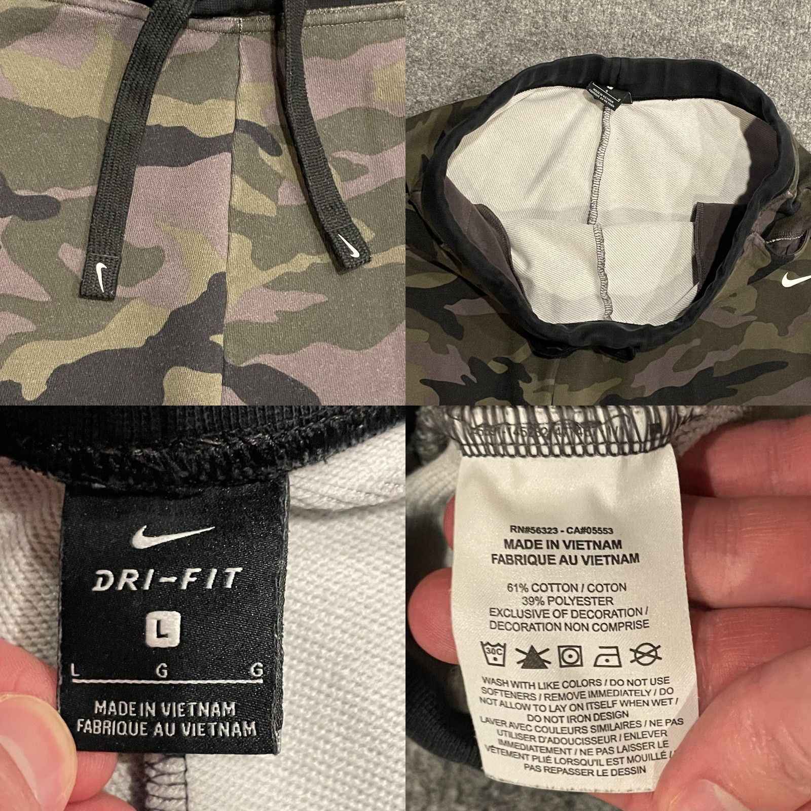 Nike VINTAGE Nike Dri-FIT French Terry Joggers Sweatpants Womens L Green Camo CZ1449 Size 36" / US 14 / IT 50 - 8 Thumbnail