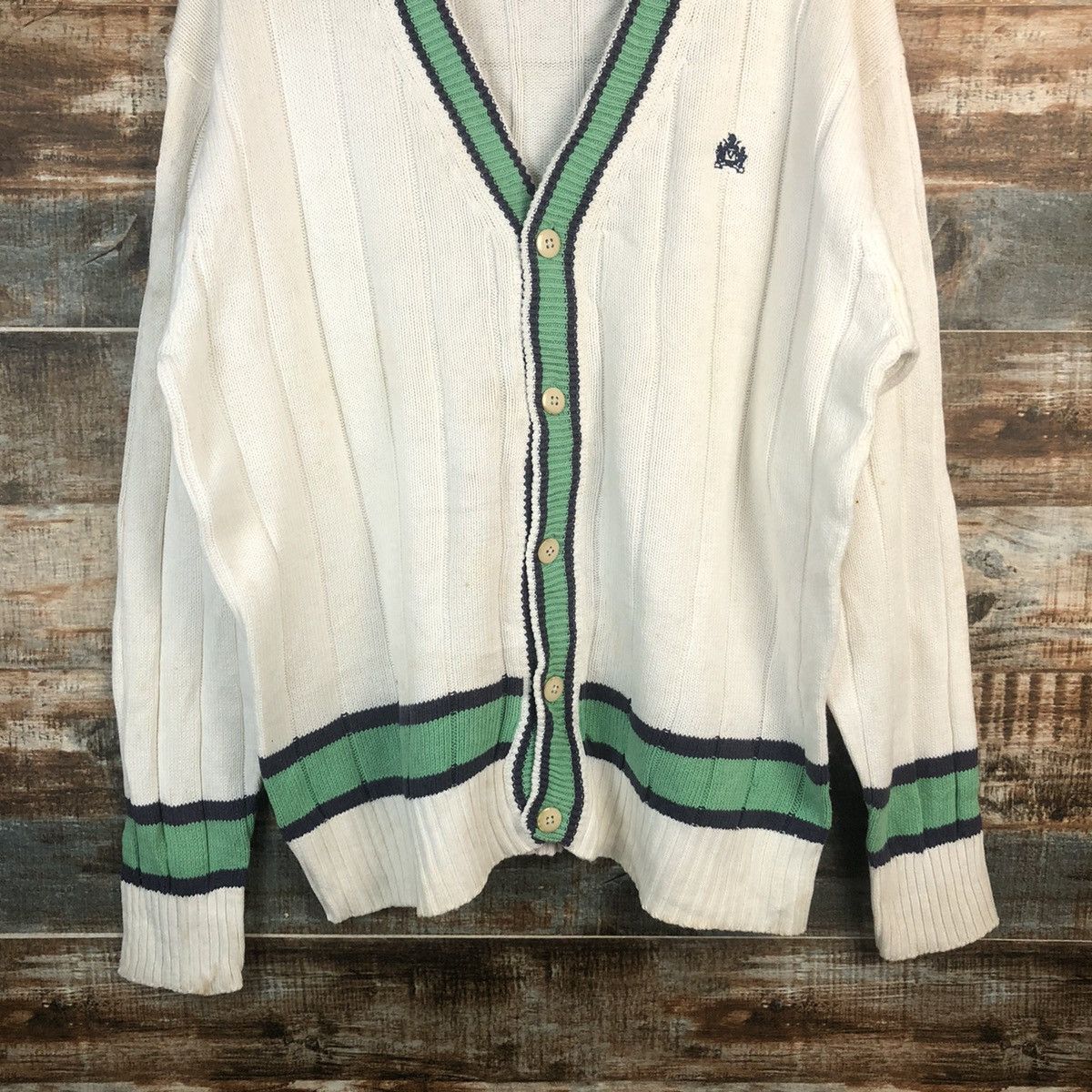Van DL Van White Cardigan Knitwear #C589 Size US M / EU 48-50 / 2 - 3 Thumbnail