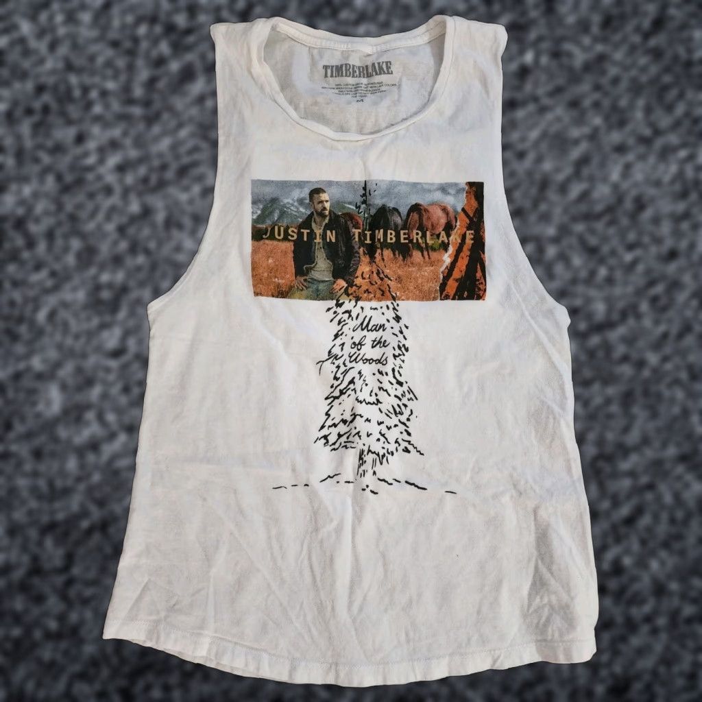 Doublet VINTAGE Justin Timberlake Man Of The Woods Concert T Shirt Tank Top M White 100% Cotton Double-Sided Men’s Tank Top Size M / US 6-8 / IT 42-44 - 1 Thumbnail