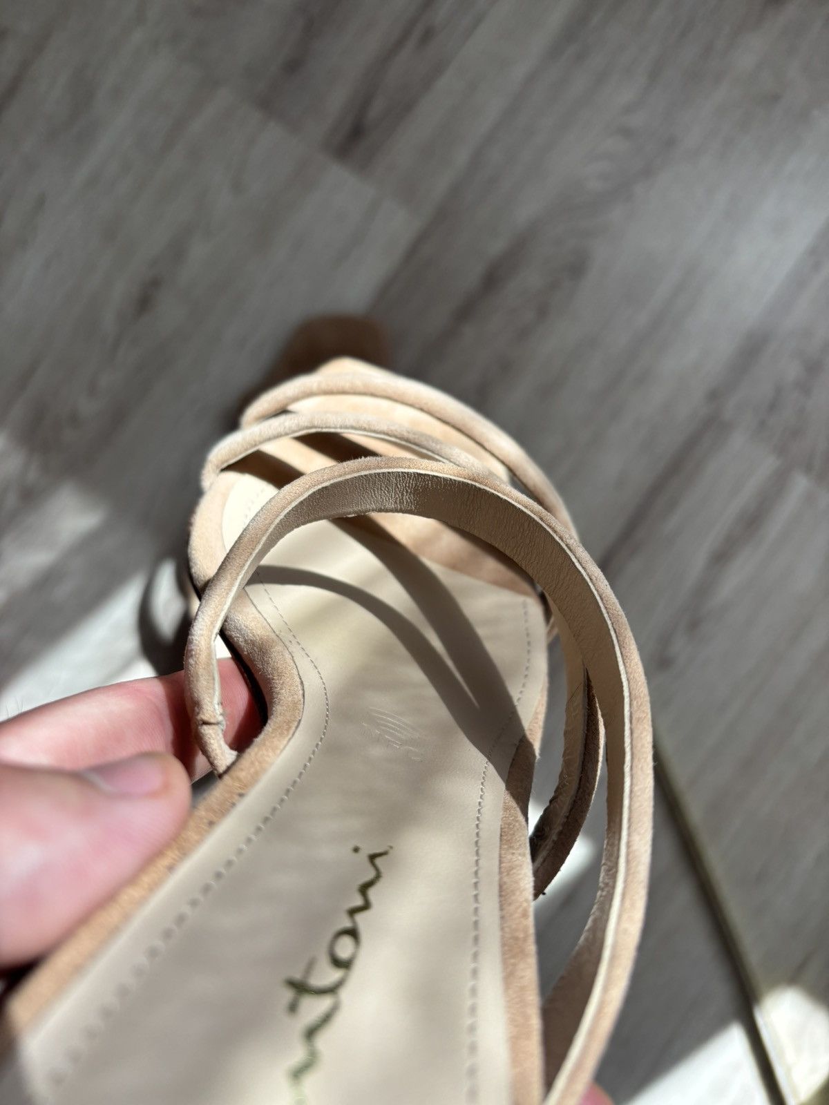 Santoni Santoni Women’s Nude Suede Strappy Sandals 38.5 IT Heel Size US 8 / IT 38 - 24 Thumbnail