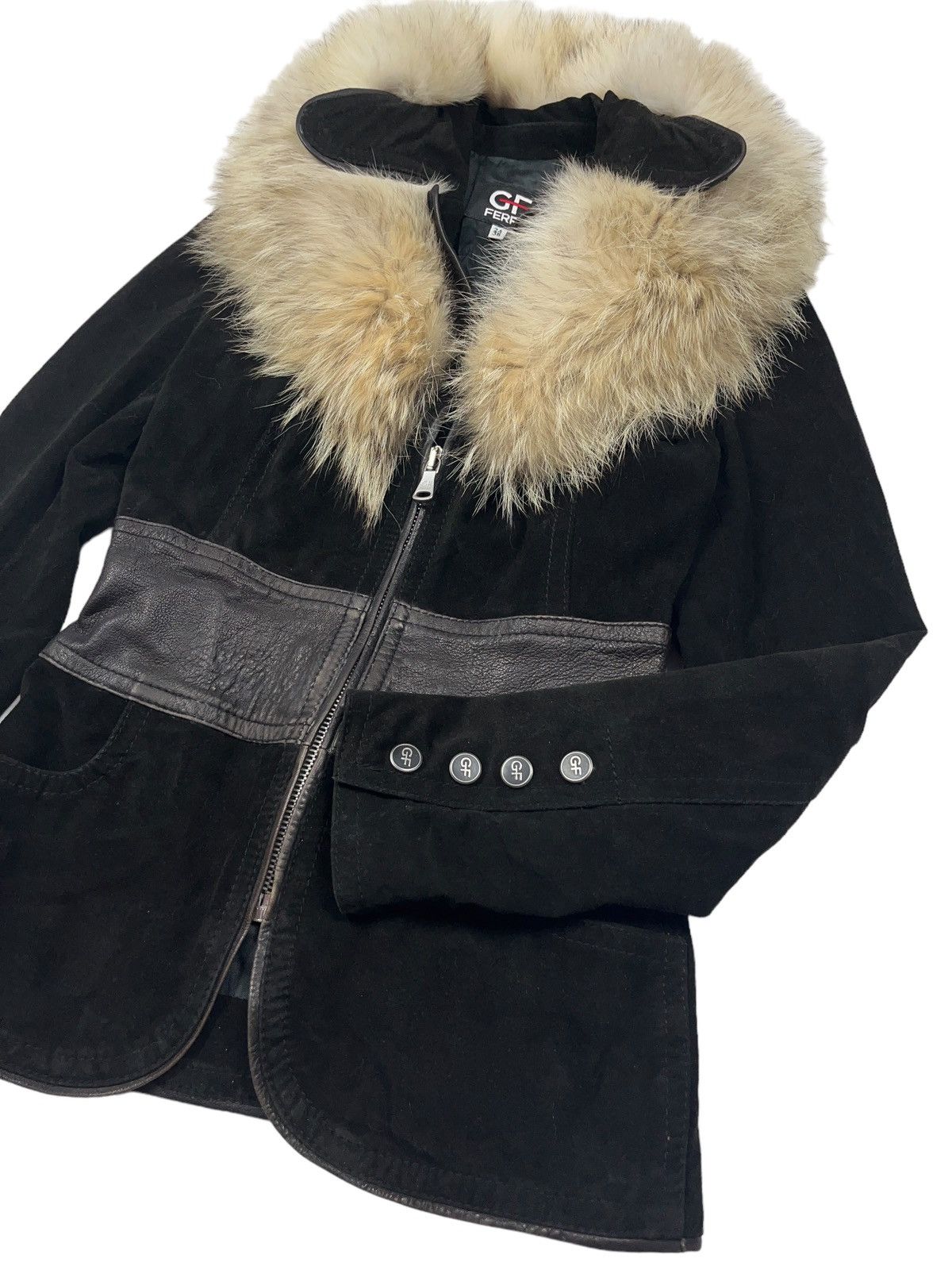 Gianfranco Ferre × Vintage Vintage Gianfranco Ferre Leather Coat with Coyote Fur 90s Size XS / US 0-2 / IT 36-38 - 3 Thumbnail