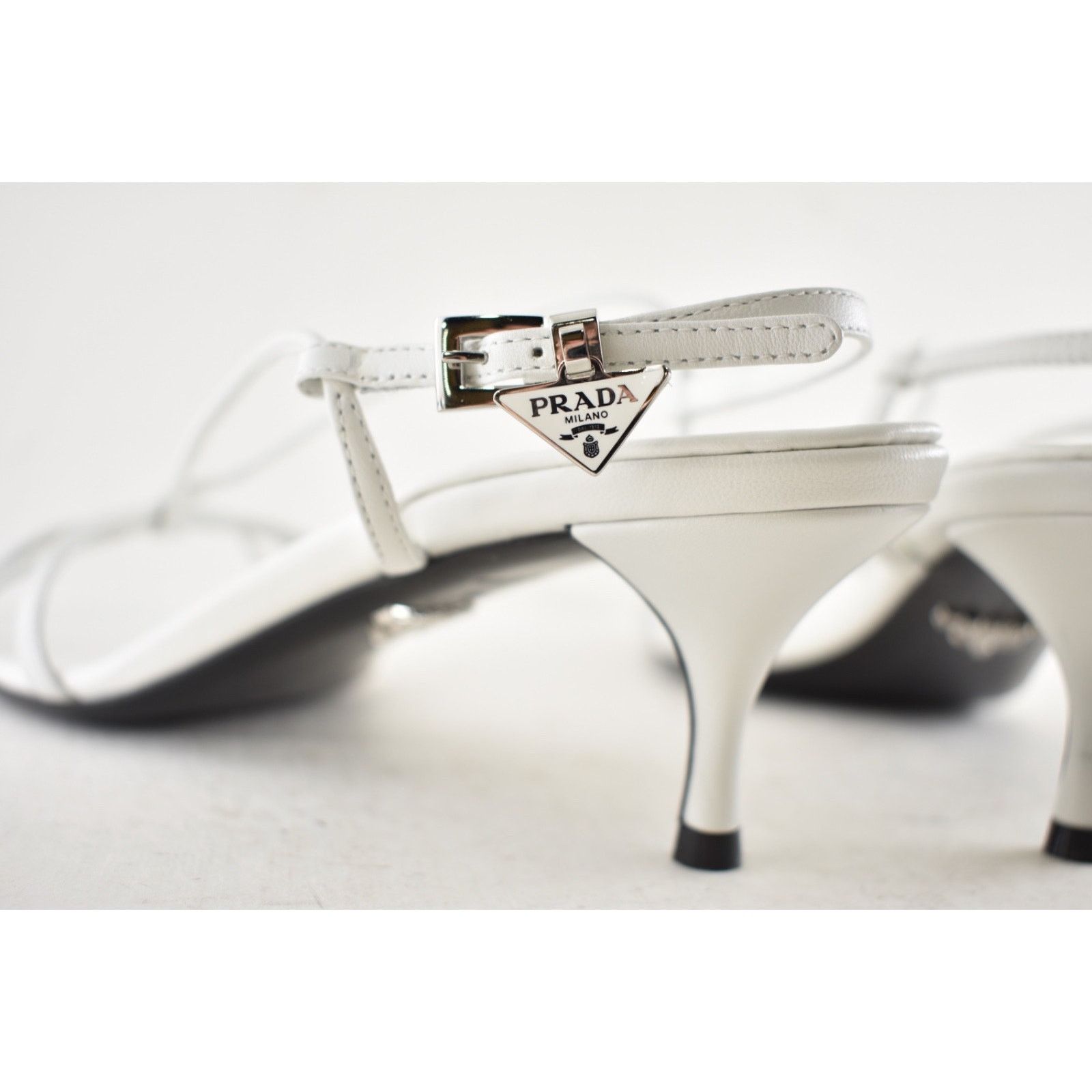 Prada Prada Capretto White Leather Slingback Sandal Kitten Heel 41 Size US 11 / IT 41 - 18 Thumbnail