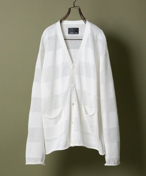 SEE THROUGH STRIPED SUMMER KNIT CARDIGAN / シースルー