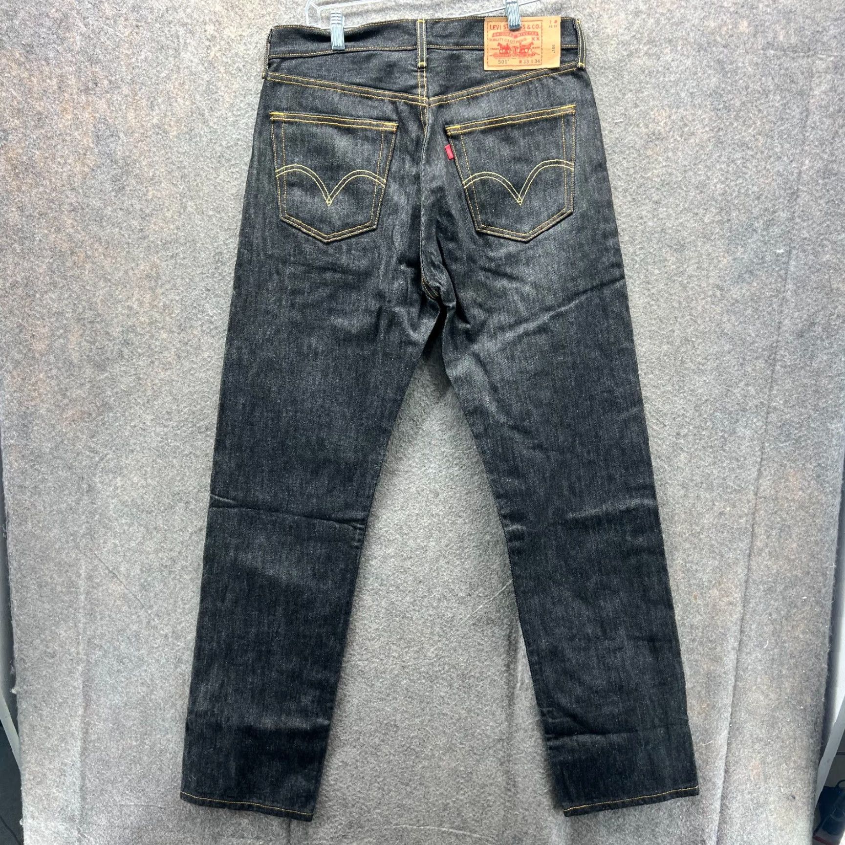 Levi's Levi's 501 Jeans Mens 33x34 Denim Button Fly Black Cotton Indigo Regular Straight Vintage Jeans Mens Size US 33 - 2 Thumbnail