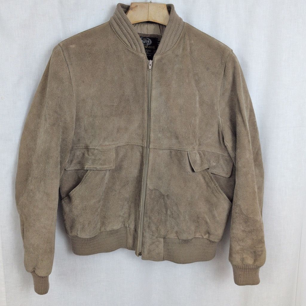 Vintage Vintage Heavy Suede Bomber Varsity Style Jacket Size US L / EU 52-54 / 3 - 1 Thumbnail