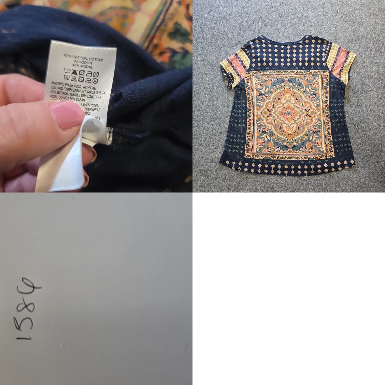 Lucky Brand Lucky Brand Top Women 2X Blue Mandala Short Sleeve Tee Stretch Boho Casual Shirt Womens Bohemian Size XXL / US 16-18 / IT 52-54 - 8 Thumbnail