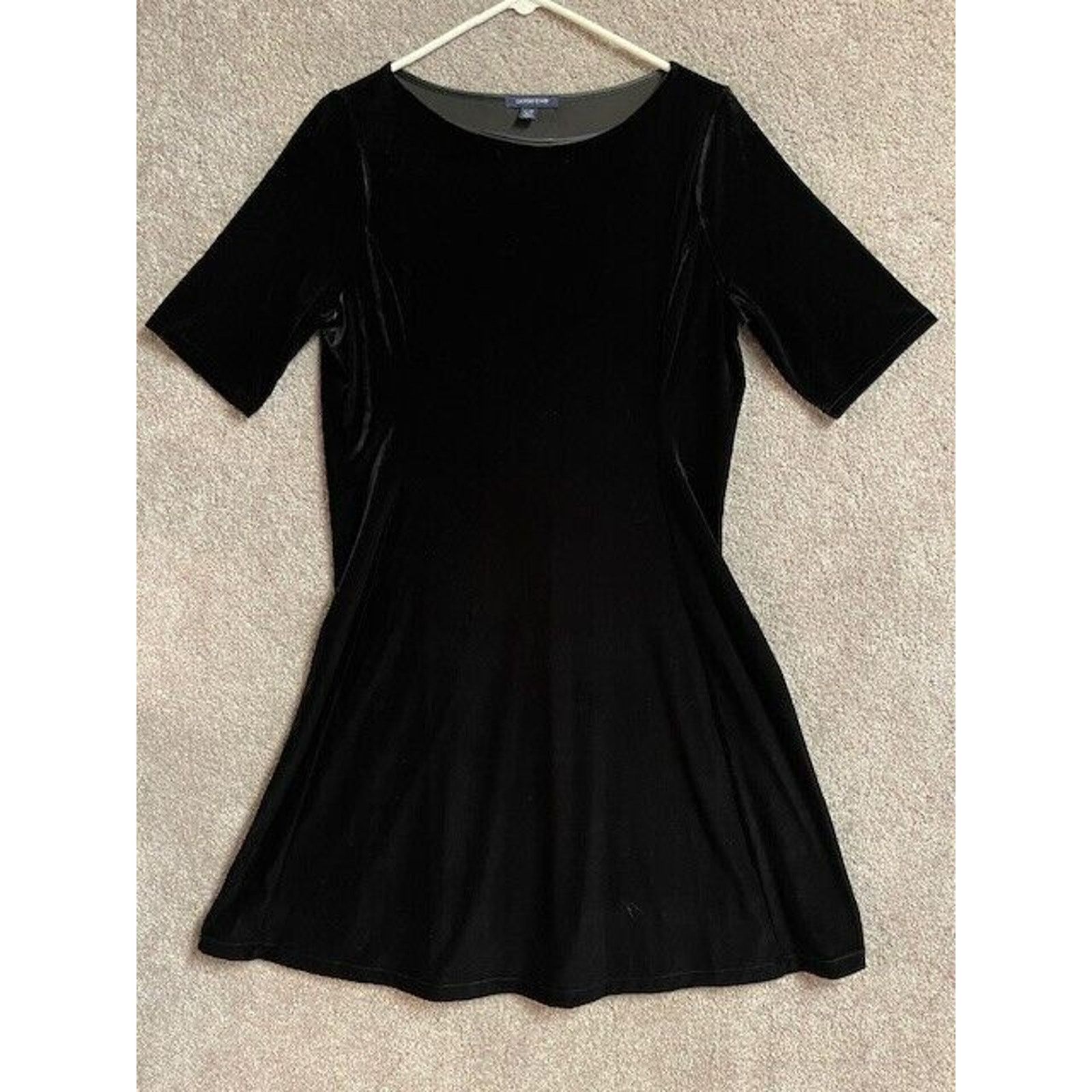 Lands' End Lands End Black Velvet Dress L 14-16 Vintage Goth Whimsigoth Size L / US 10 / IT 46 - 1 Thumbnail