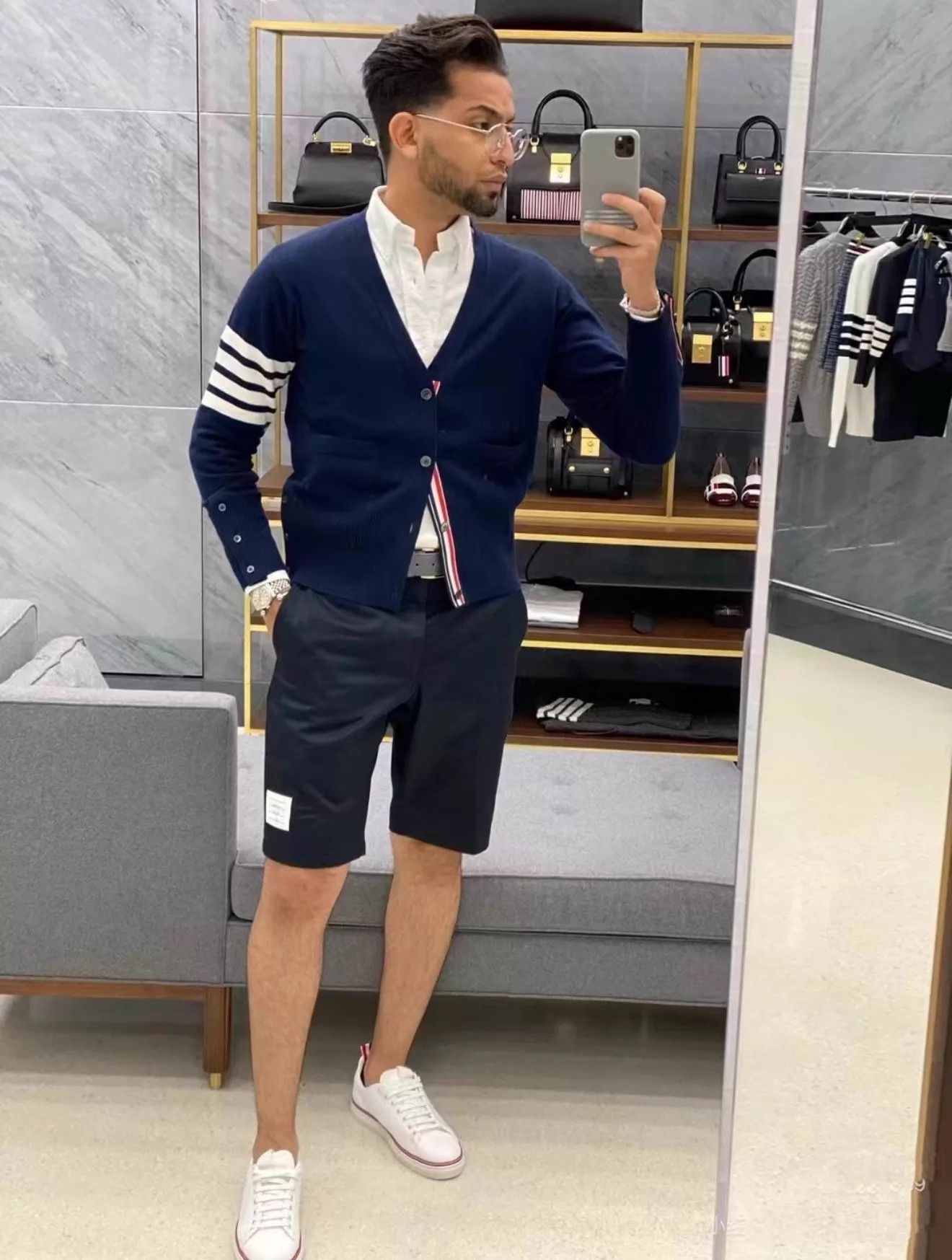 Thom Browne Thom Browne 4-Bar 100% Cashmere Cardigan Navy Size 1 Size US S / EU 44-46 / 1 - 8 Thumbnail