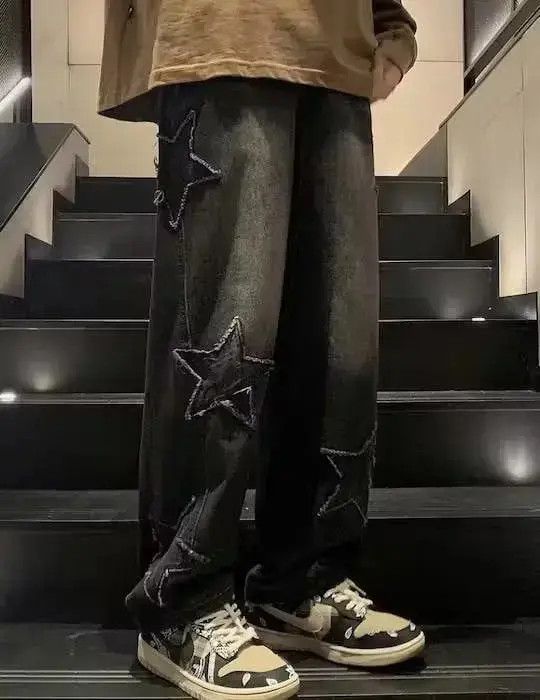 Japanese Brand Black Color Star Aesthetic Spliced Denim Size US 32 / EU 48 - 1 Thumbnail