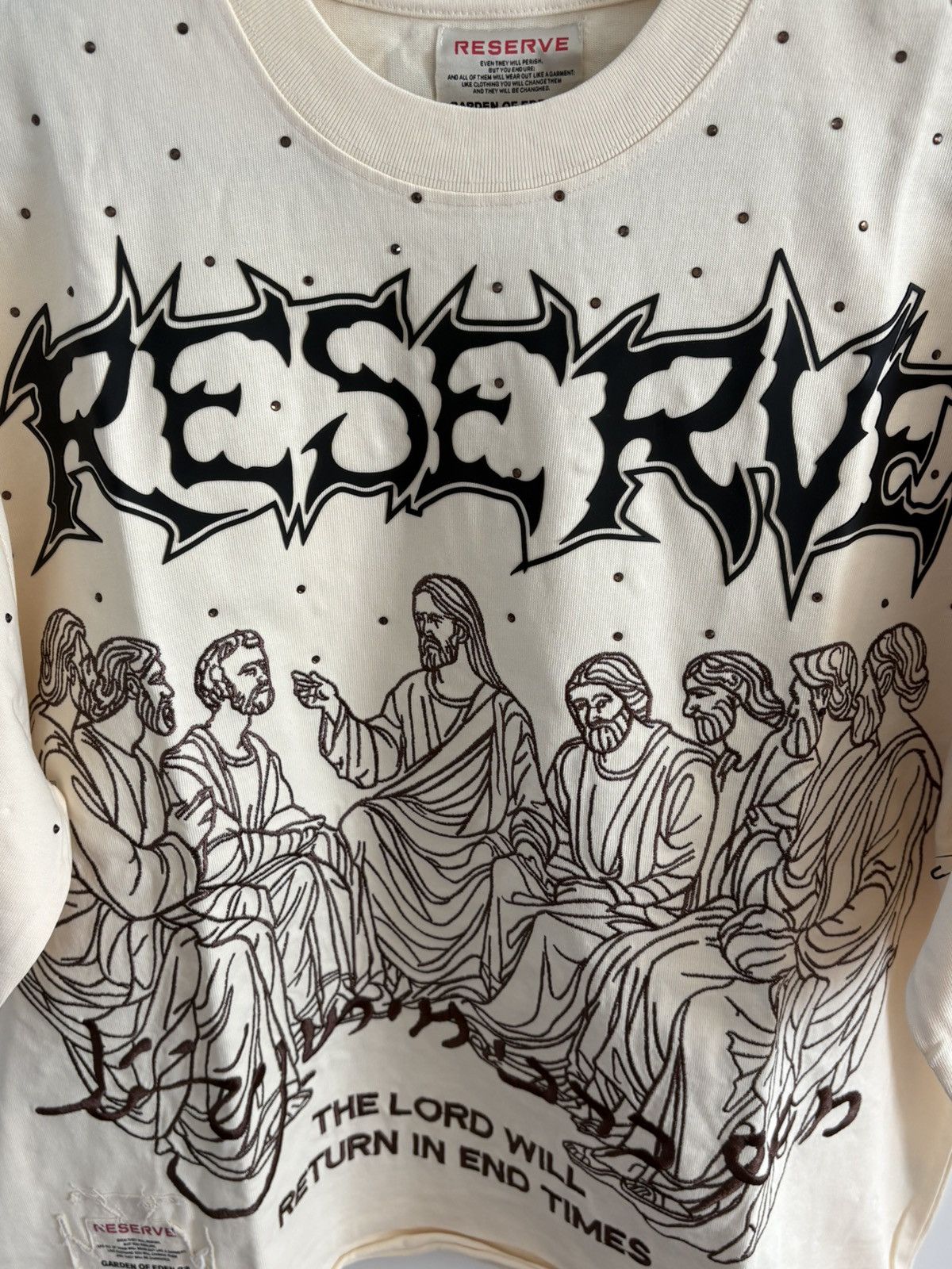 Other Reserve Kingdom Of God Embroidered (Bone) Mens Size S TShirt Size US S / EU 44-46 / 1 - 2 Thumbnail
