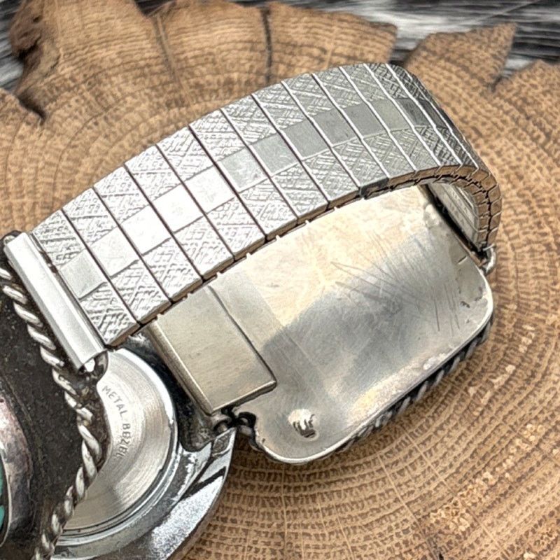 Native Timex Watch With 1960s Native American NAVAJO Sterling Tips Size ONE SIZE - 6 Thumbnail
