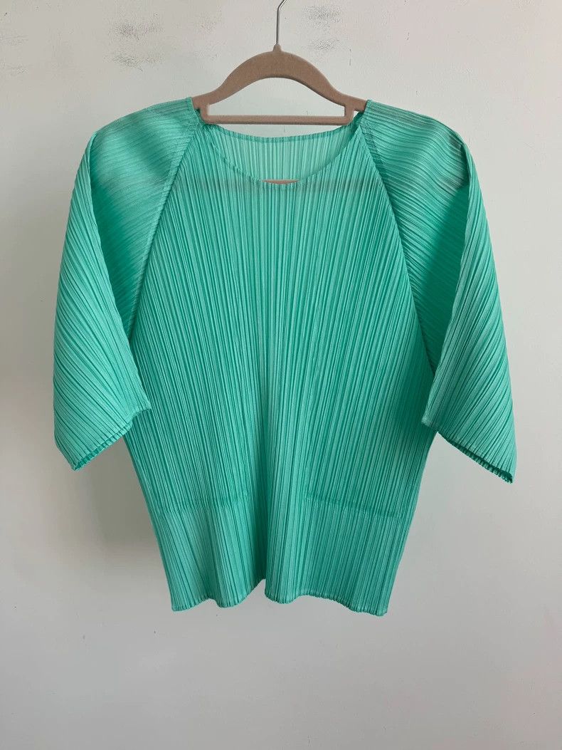 Issey Miyake issey miyake size:3 Green pleated short sleeves Size XXS / US 00 / IT 34 - 1 Thumbnail