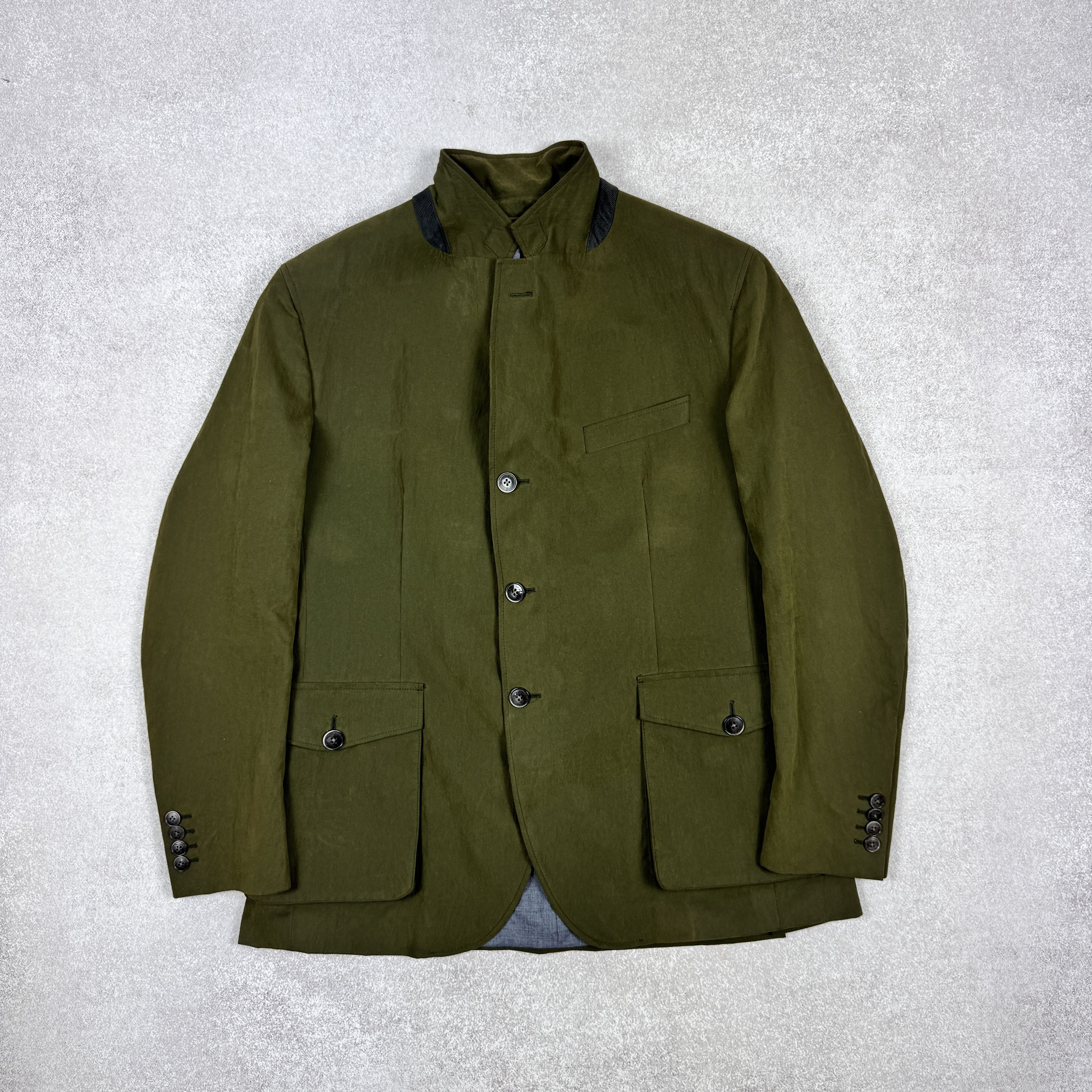 Hackett Men`s Hackett London zip through waxed Green jacket blazer Size 42R - 3 Thumbnail